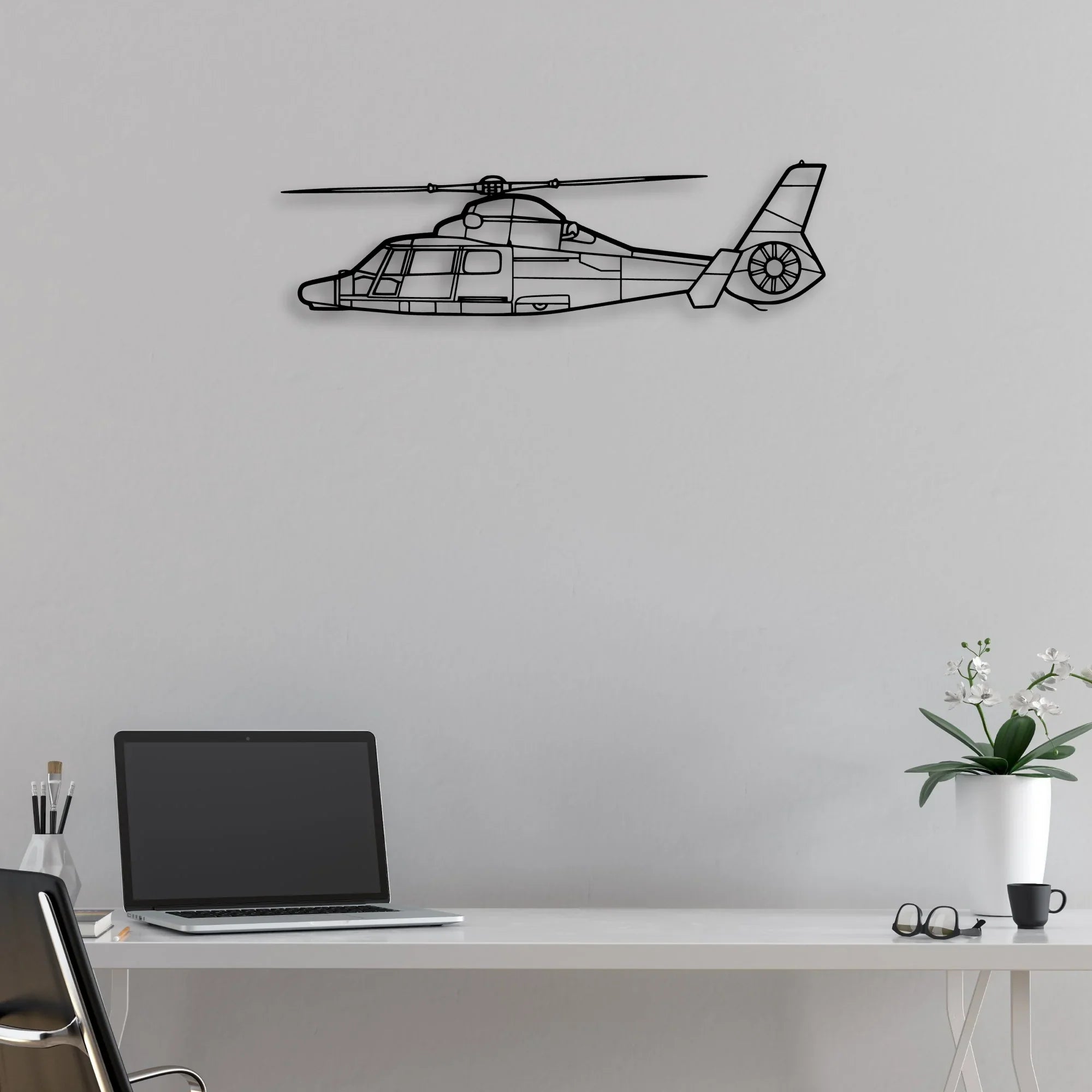 EC135T2 Classic Aircraft Silhouette Metal Wall Art - Aviation Hangar Decor