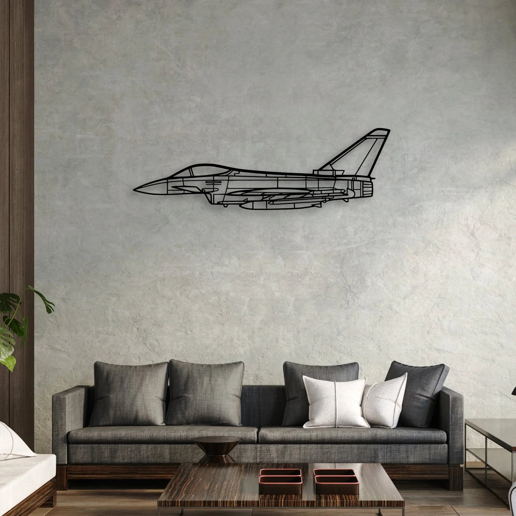 Eurofighter Typhoon Classic Aircraft Silhouette Metal Wall Art - Aviation Hangar Decor
