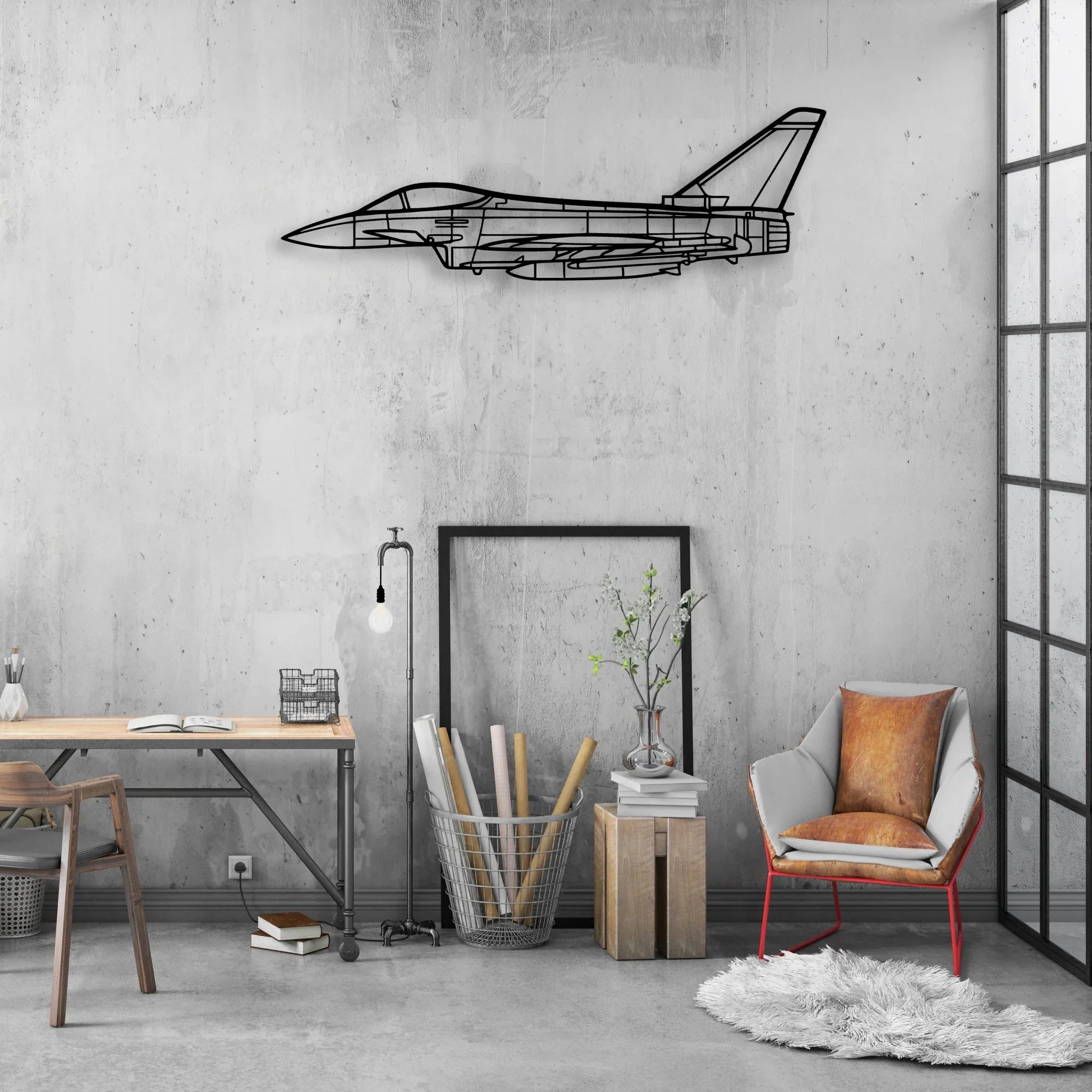 Eurofighter Typhoon Classic Aircraft Silhouette Metal Wall Art - Aviation Hangar Decor
