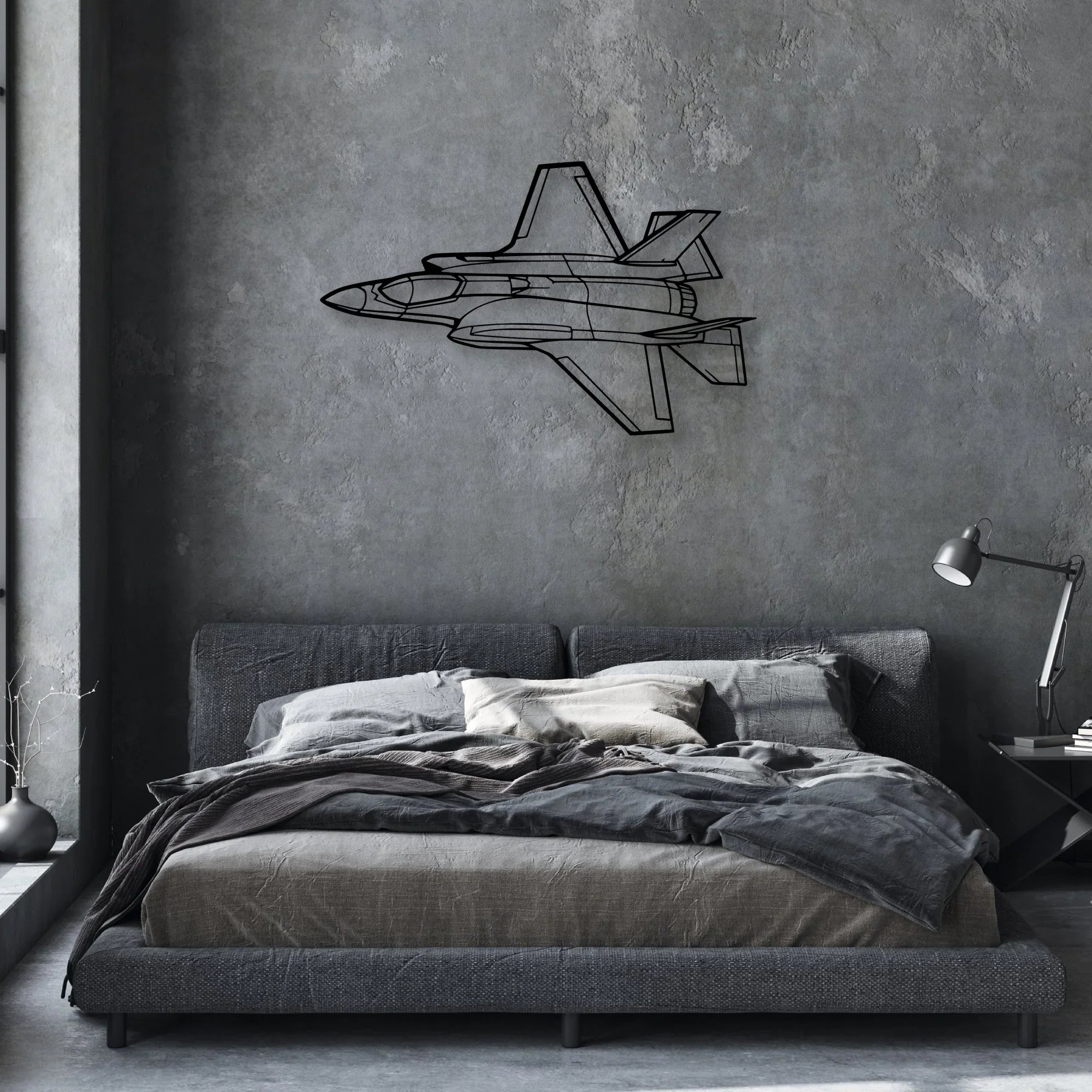 F-35A Lightning II Classic Aircraft Silhouette Metal Wall Art - Aviation Hangar Decor