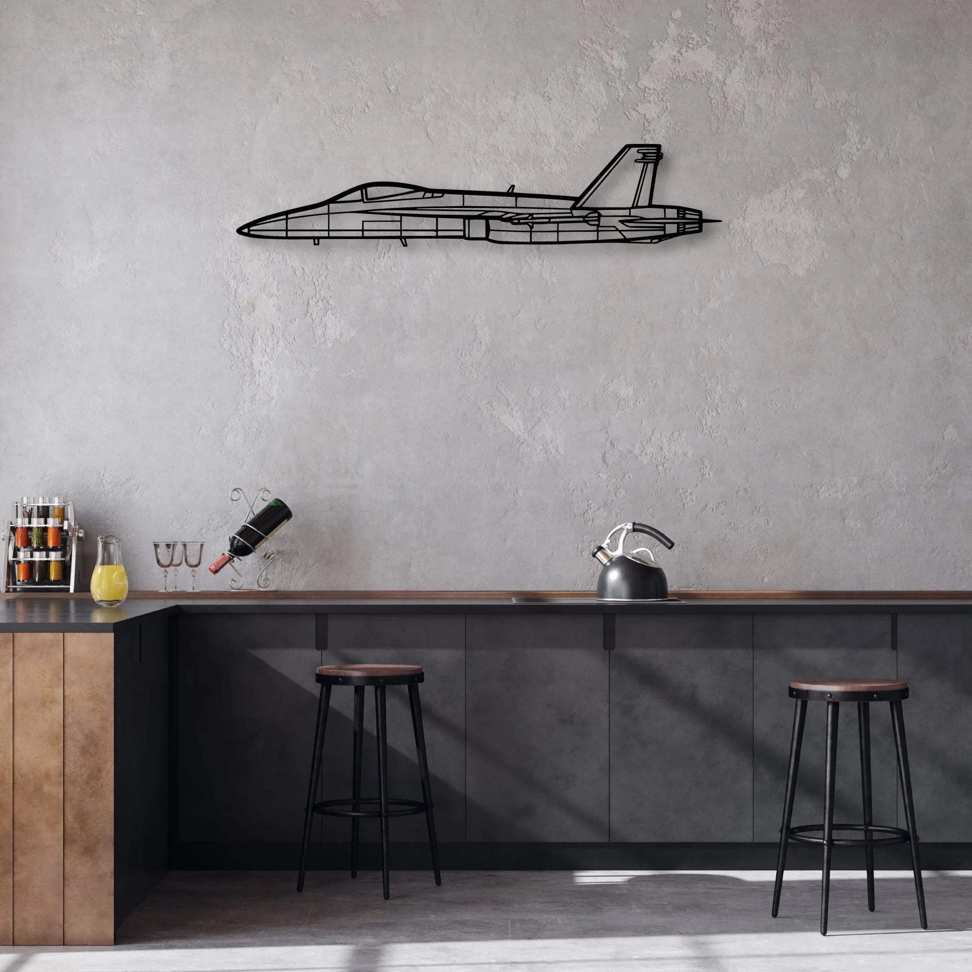 F A18 C Hornet Classic Aircraft Silhouette Metal Wall Art - Aviation Hangar Decor