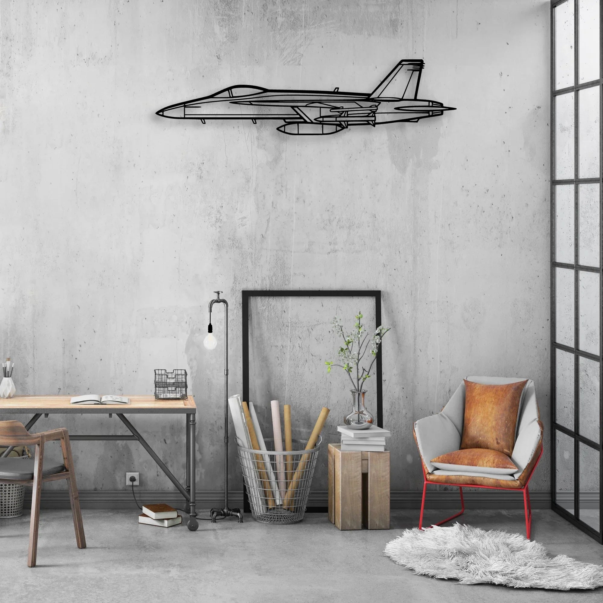 F18 Hornet Classic Aircraft Silhouette Metal Wall Art - Aviation Hangar Decor