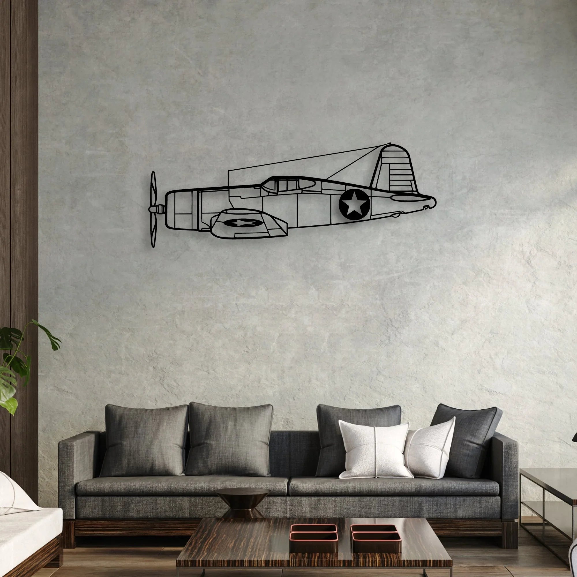 F4U Corsair Classic Aircraft Silhouette Metal Wall Art - Aviation Hangar Decor