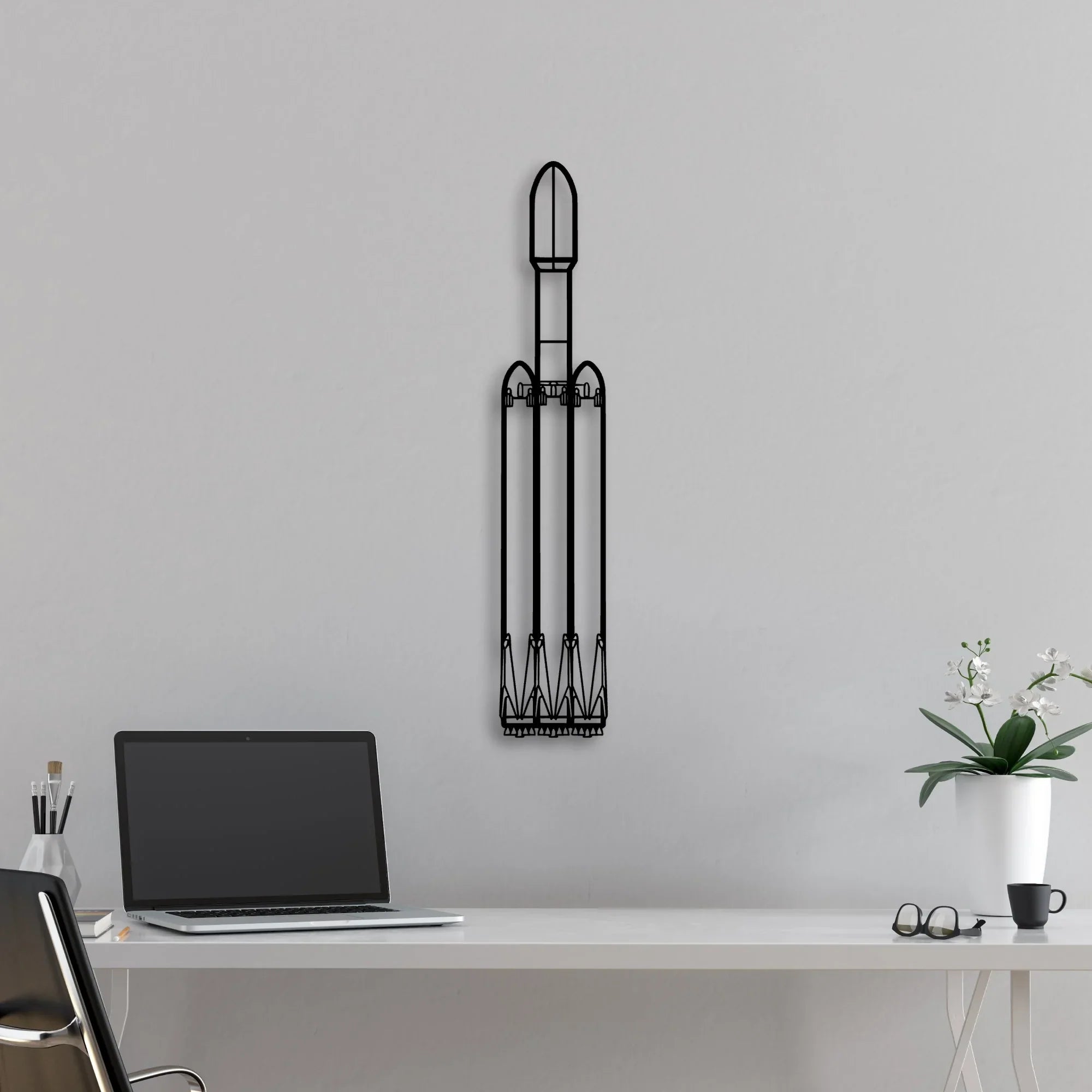 Falcon Heavy Classic Aircraft Silhouette Metal Wall Art - Aviation Hangar Decor