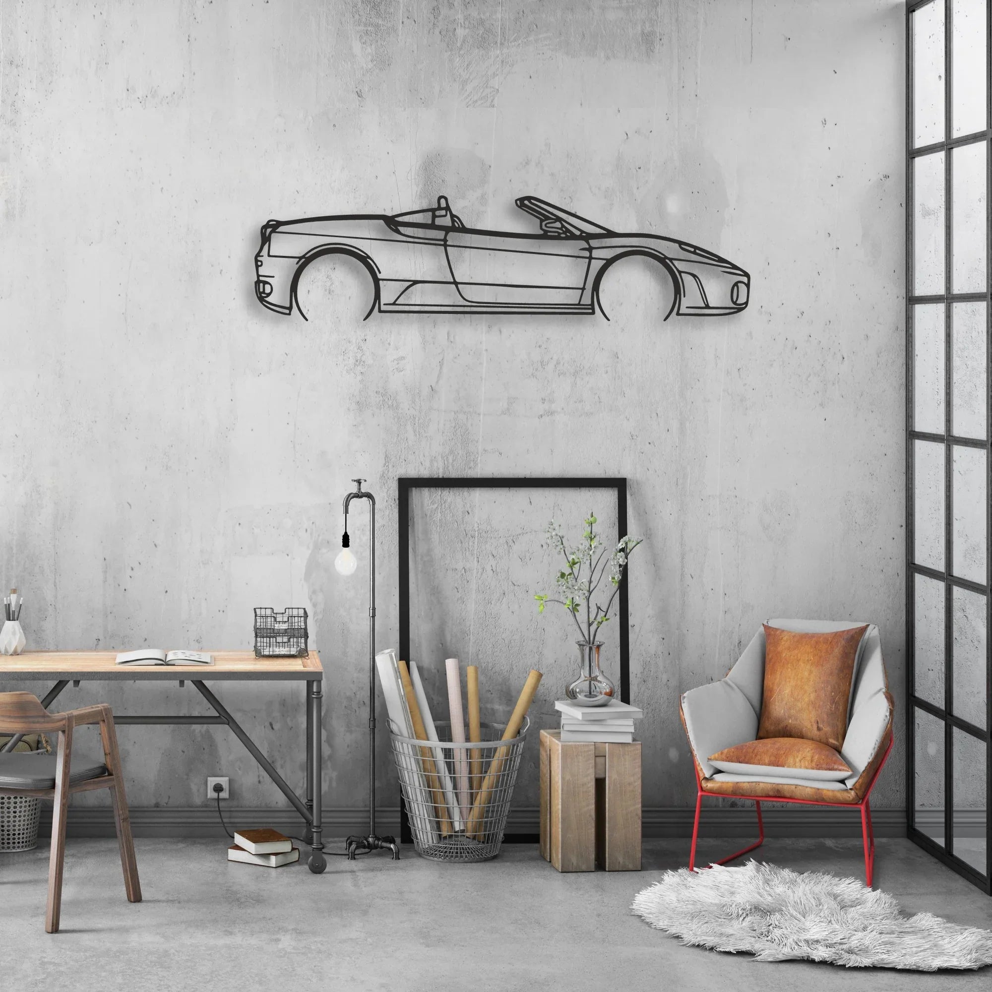 ferrari-f430-spider Classic Silhouette Metal Wall Art - Automotive Garage Decor