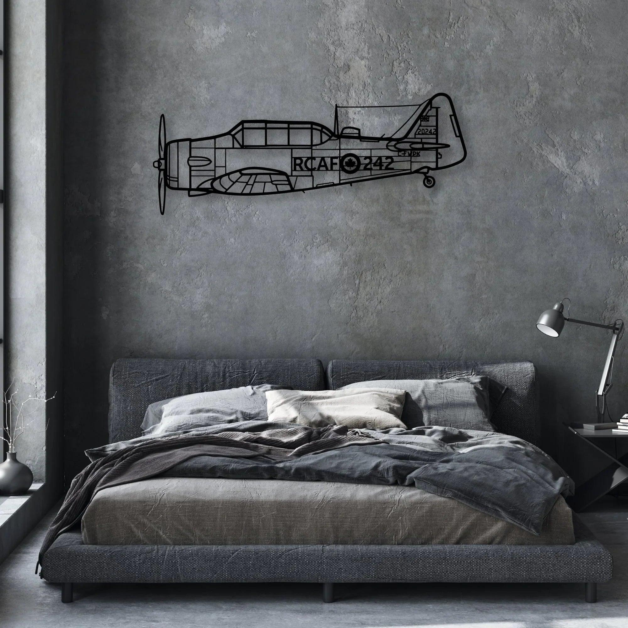 Harvard 3 Classic Aircraft Silhouette Metal Wall Art - Aviation Hangar Decor