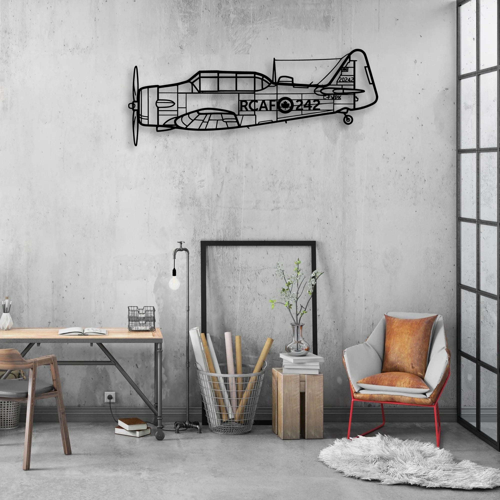 Harvard 3 Classic Aircraft Silhouette Metal Wall Art - Aviation Hangar Decor