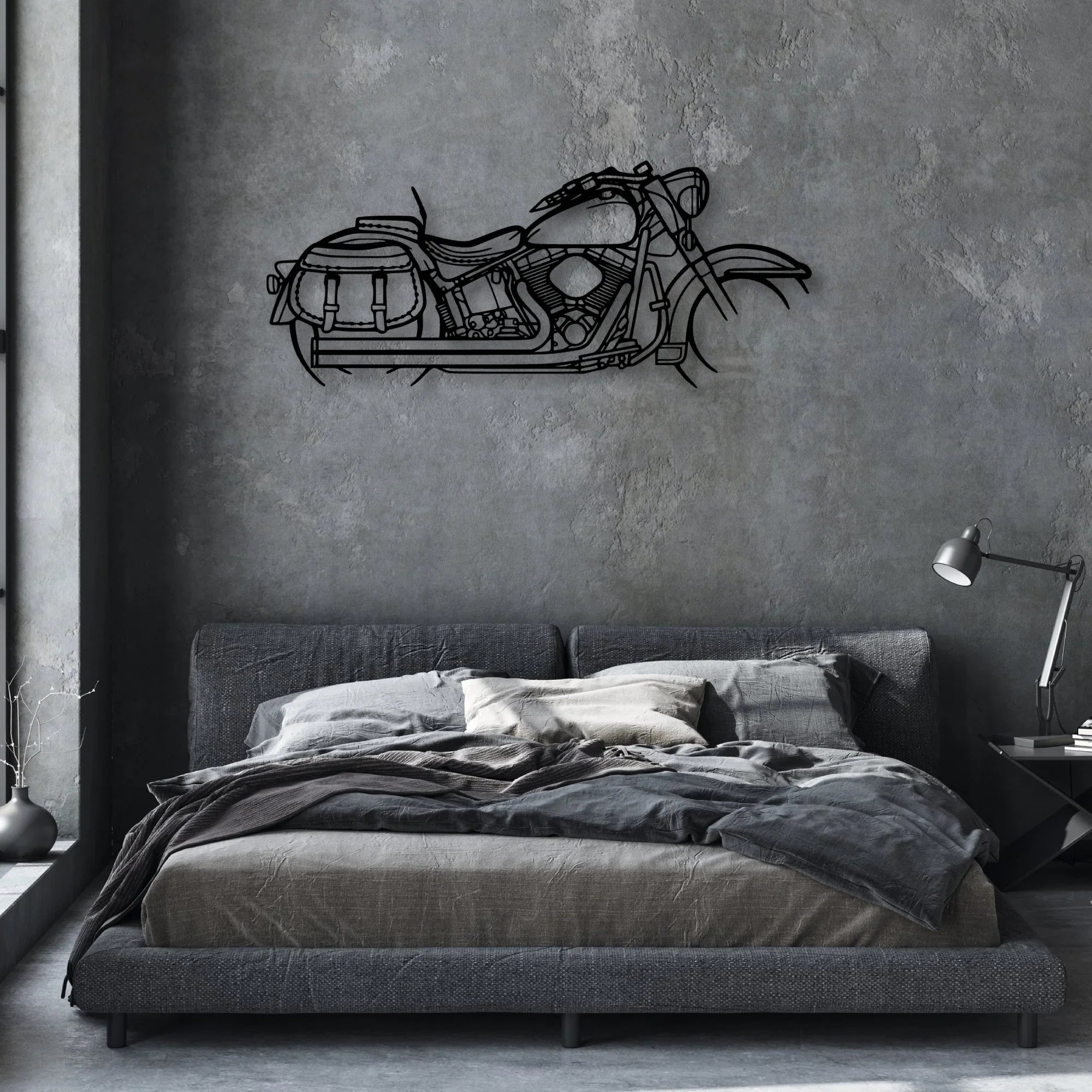 Heritage Classic 1944 Classic Motorcycle Silhouette Metal Wall Art - Moto Garage Decor