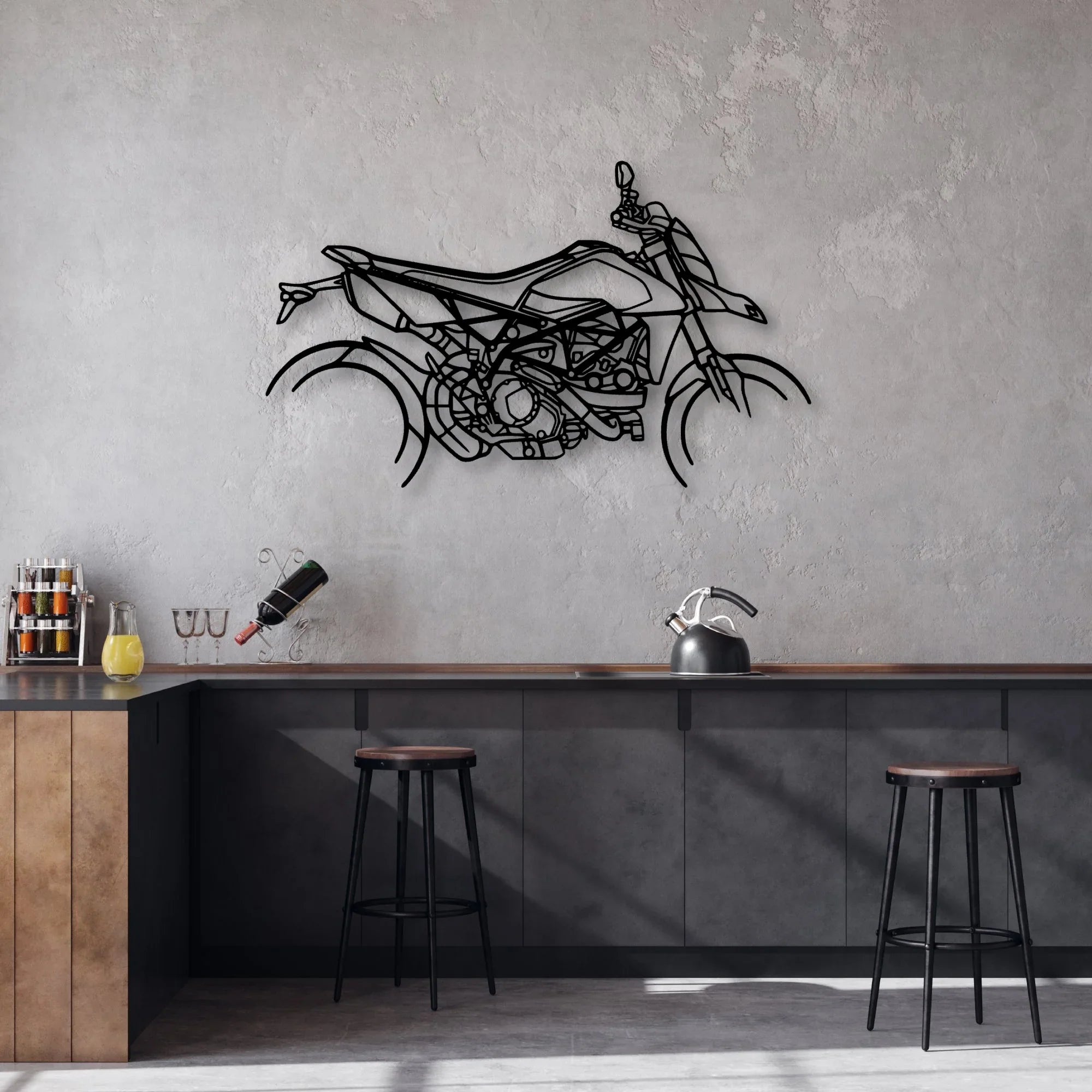Hyper Motard 950 RVE Classic Motorcycle Silhouette Metal Wall Art - Moto Garage Decor