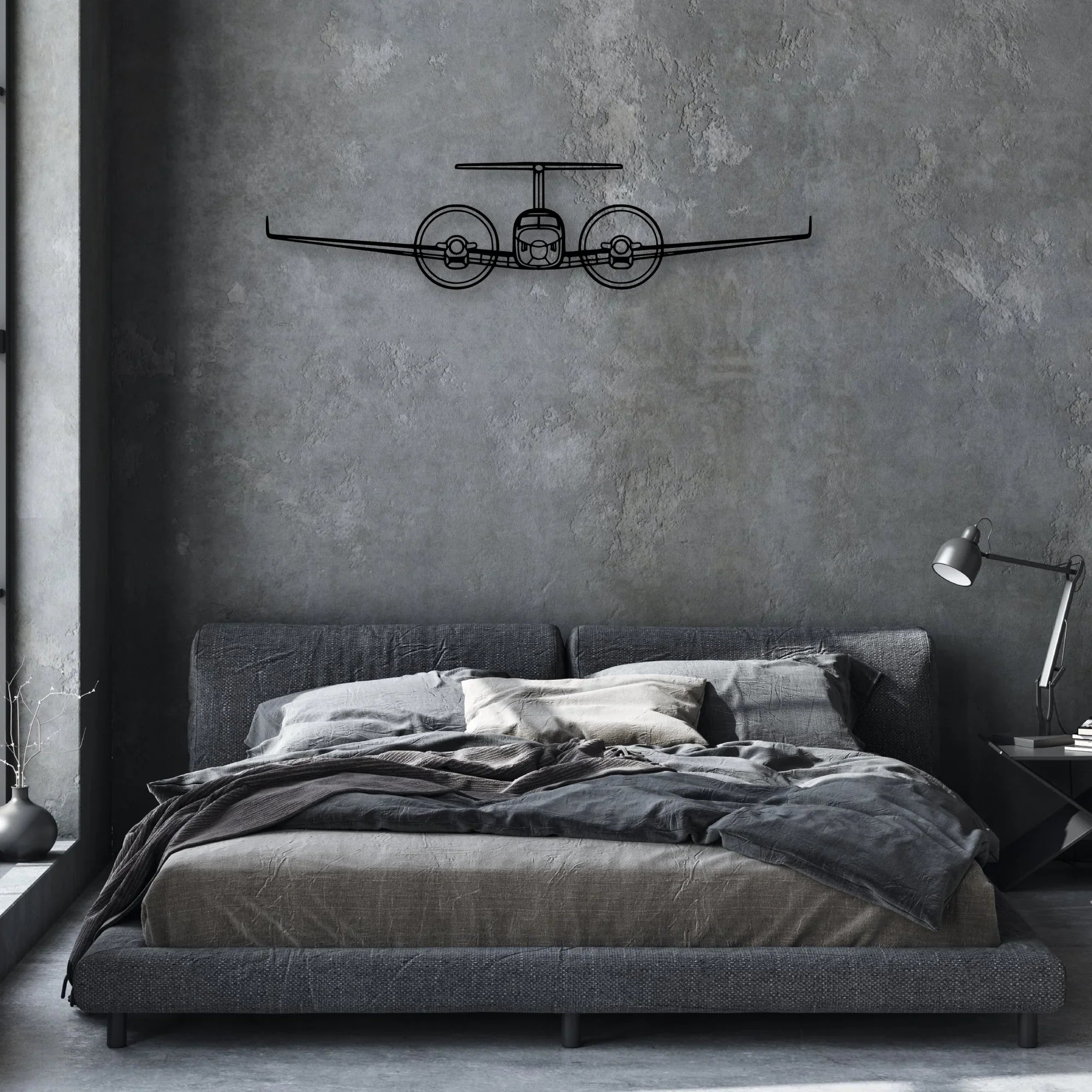 King AIR-350 2 Classic Aircraft Silhouette Metal Wall Art - Aviation Hangar Decor