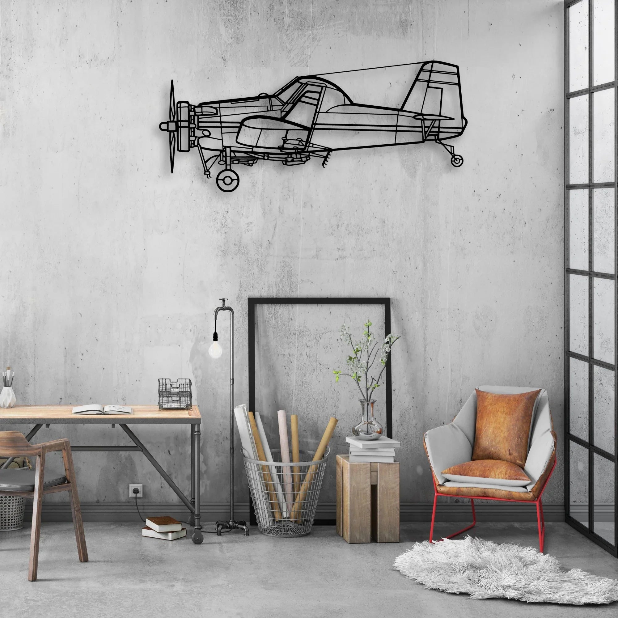 Luscombe 8A Classic Aircraft Silhouette Metal Wall Art - Aviation Hangar Decor