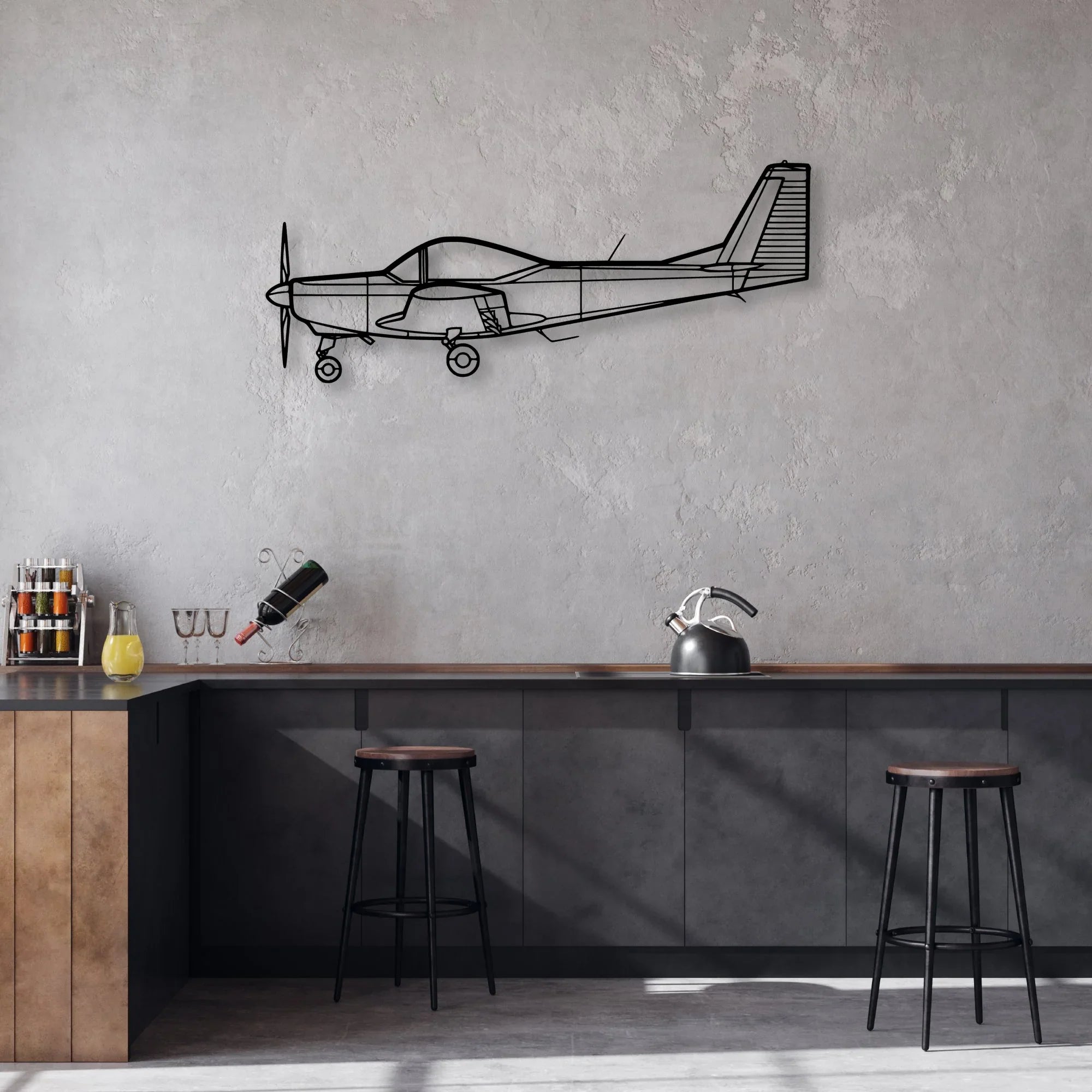 M20M Classic Aircraft Silhouette Metal Wall Art - Aviation Hangar Decor