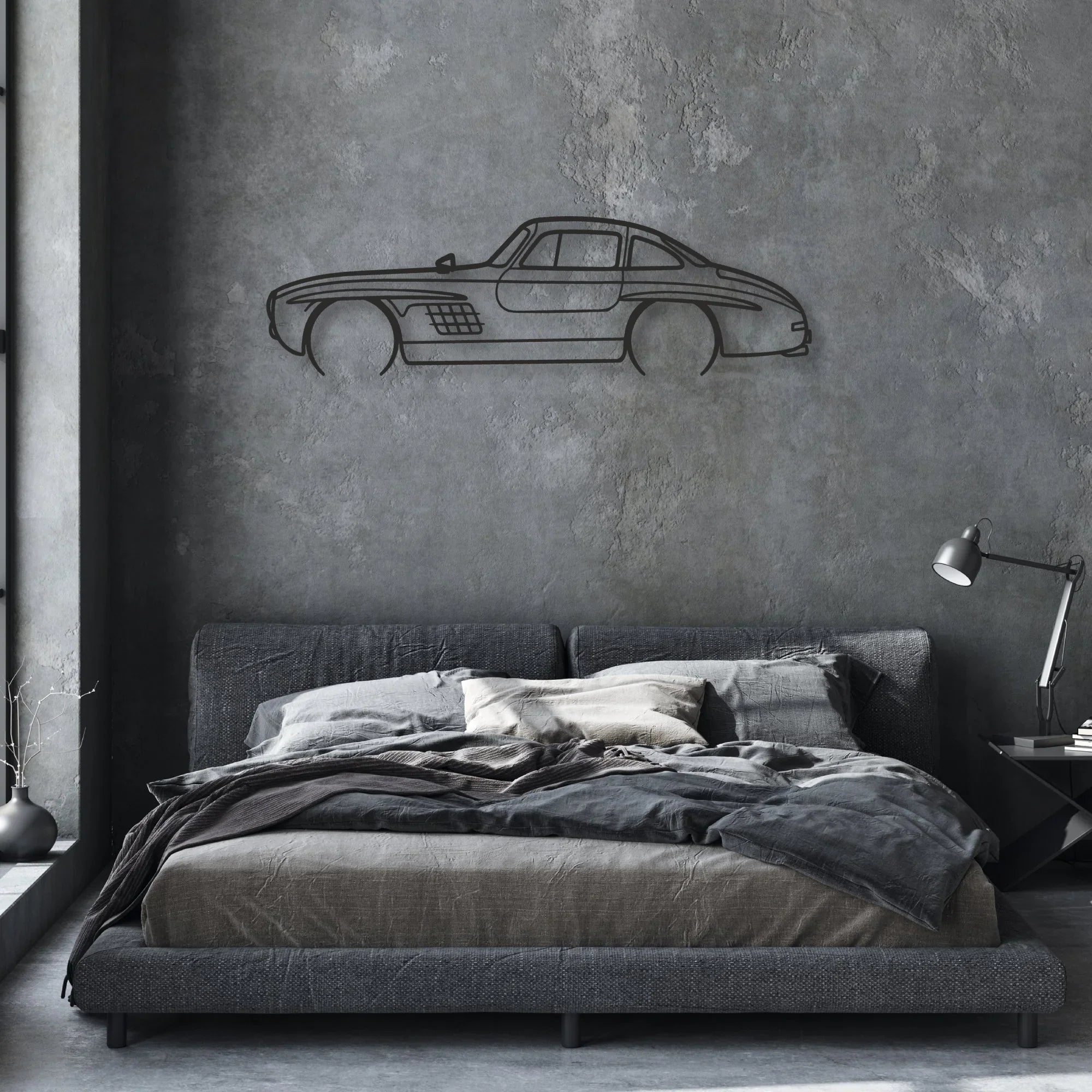 mercedes 300 sl Classic Silhouette Metal Wall Art - Automotive Garage Decor