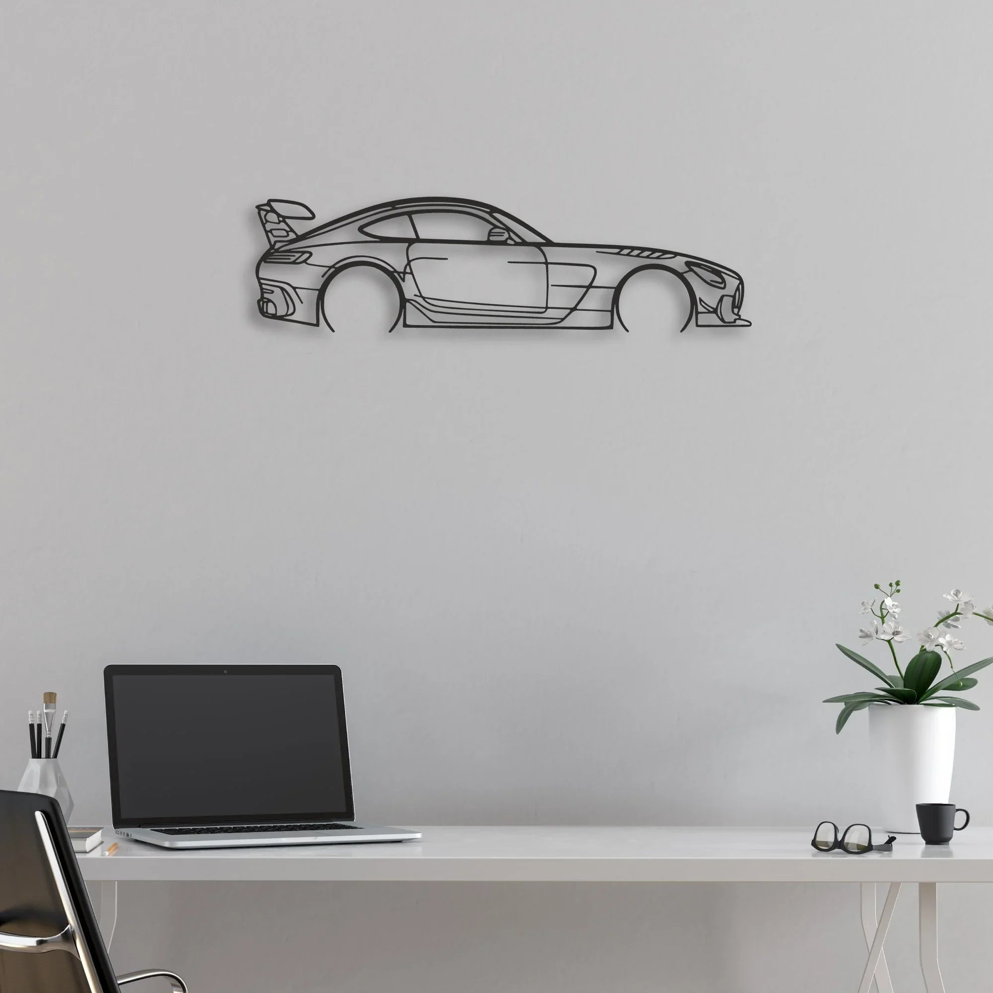mercedes amg gt Classic Silhouette Metal Wall Art - Automotive Garage Decor