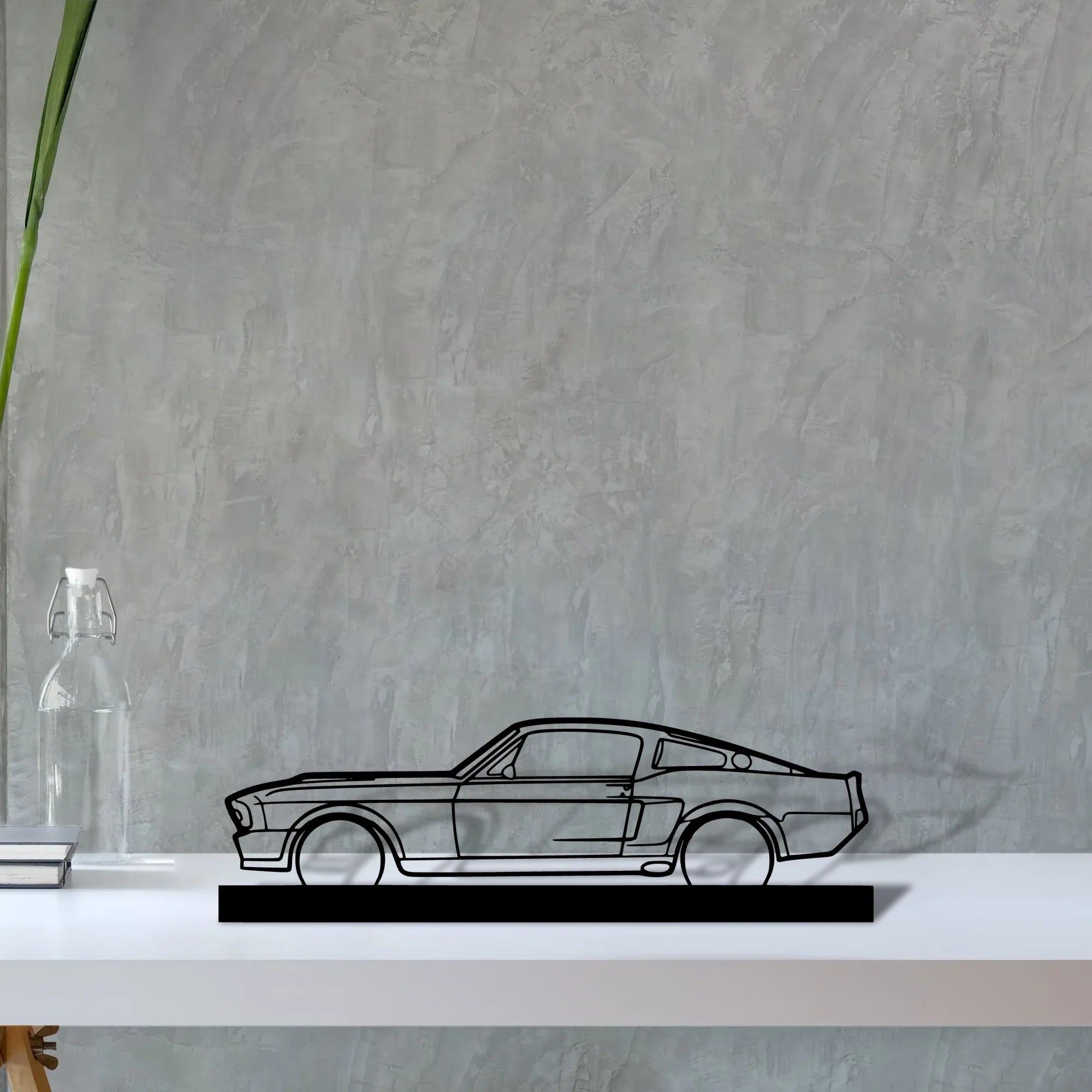 mustang-1967 Silhouette Metal Art Stand - Turbo Silhouette