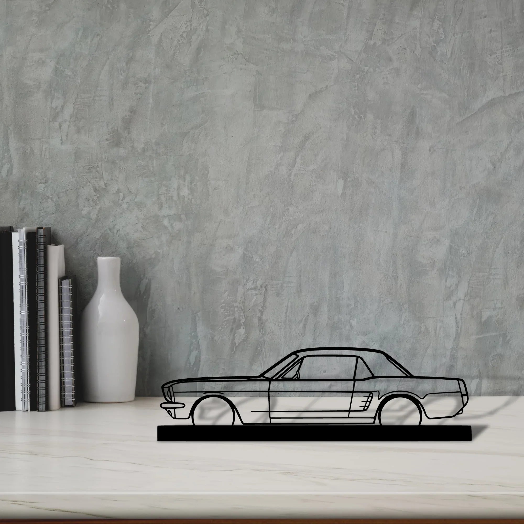 mustang-coupe-1966 Silhouette Metal Art Stand - Turbo Silhouette