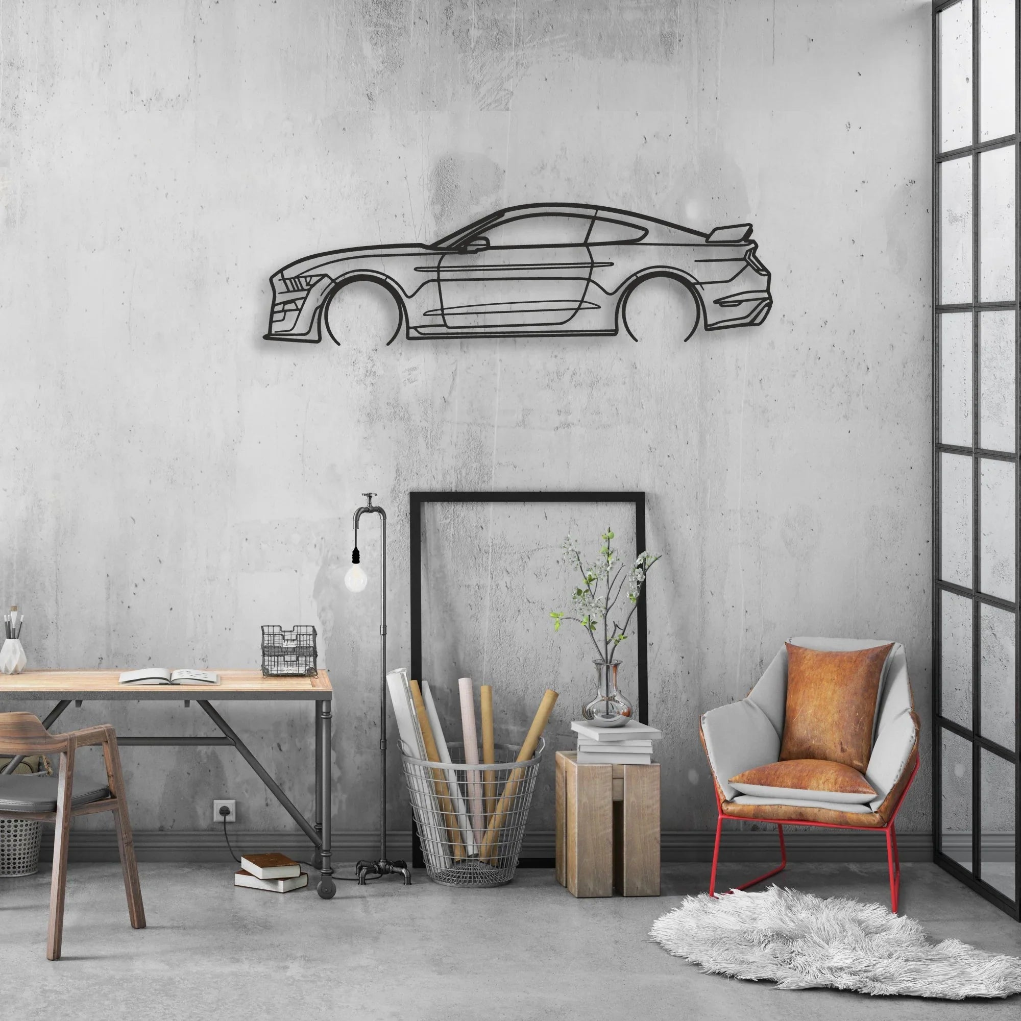 mustang shelby gt500 Classic Silhouette Metal Wall Art - Automotive Garage Decor