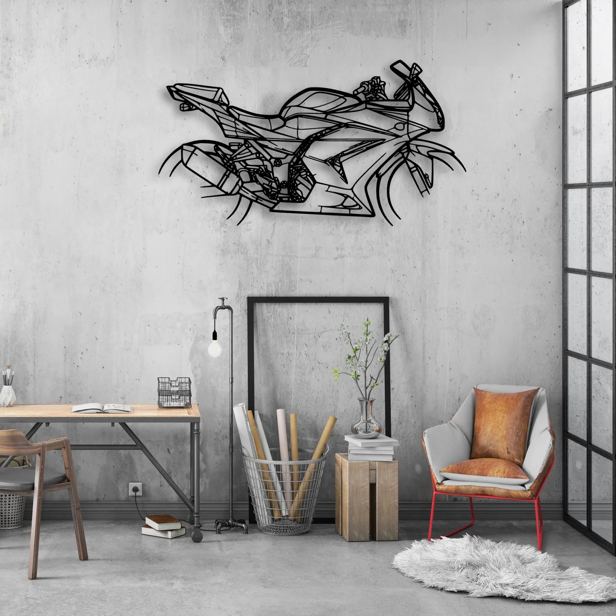 Ninja 250R 2008 Classic Motorcycle Silhouette Metal Wall Art - Moto Garage Decor