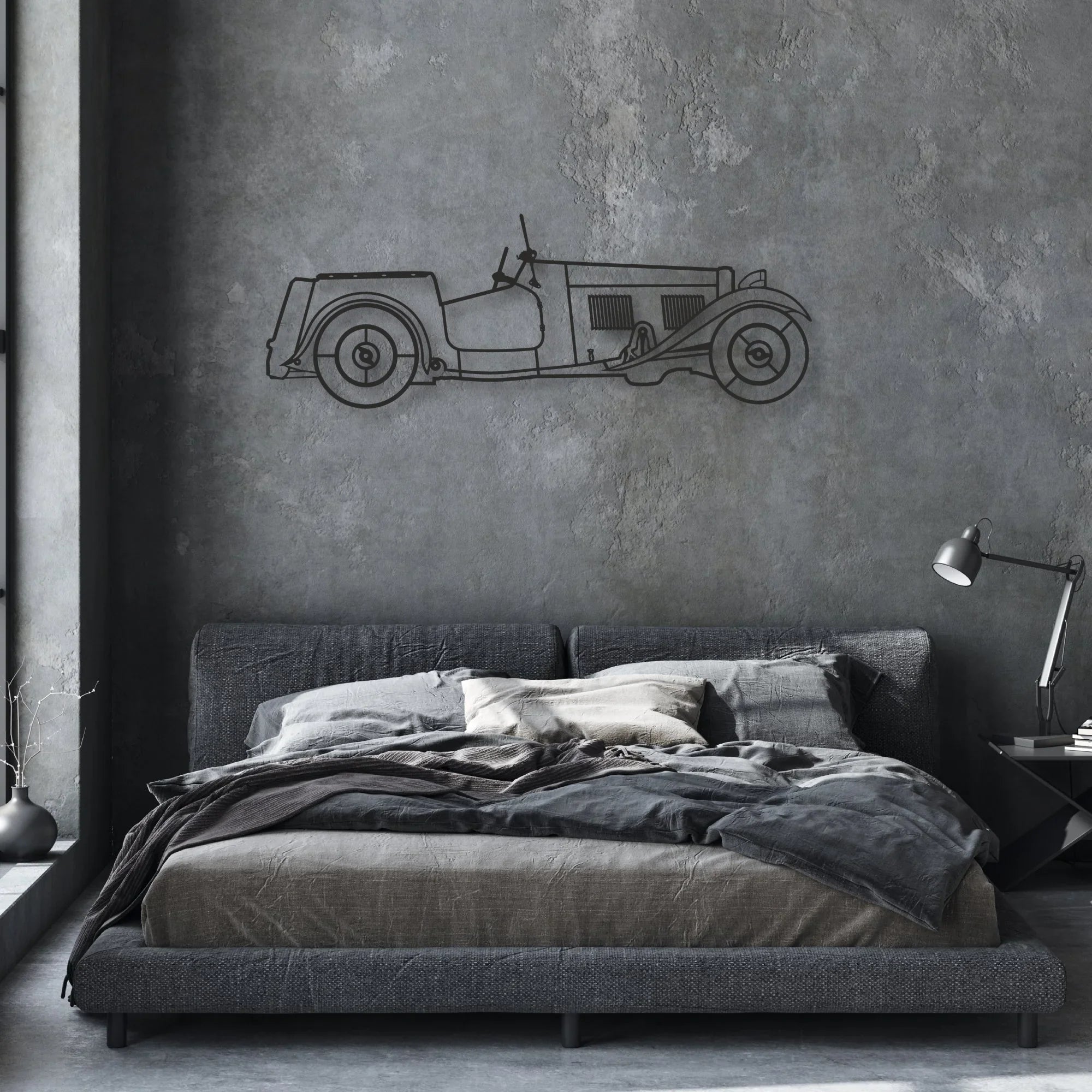 old classic car Classic Silhouette Metal Wall Art - Automotive Garage Decor