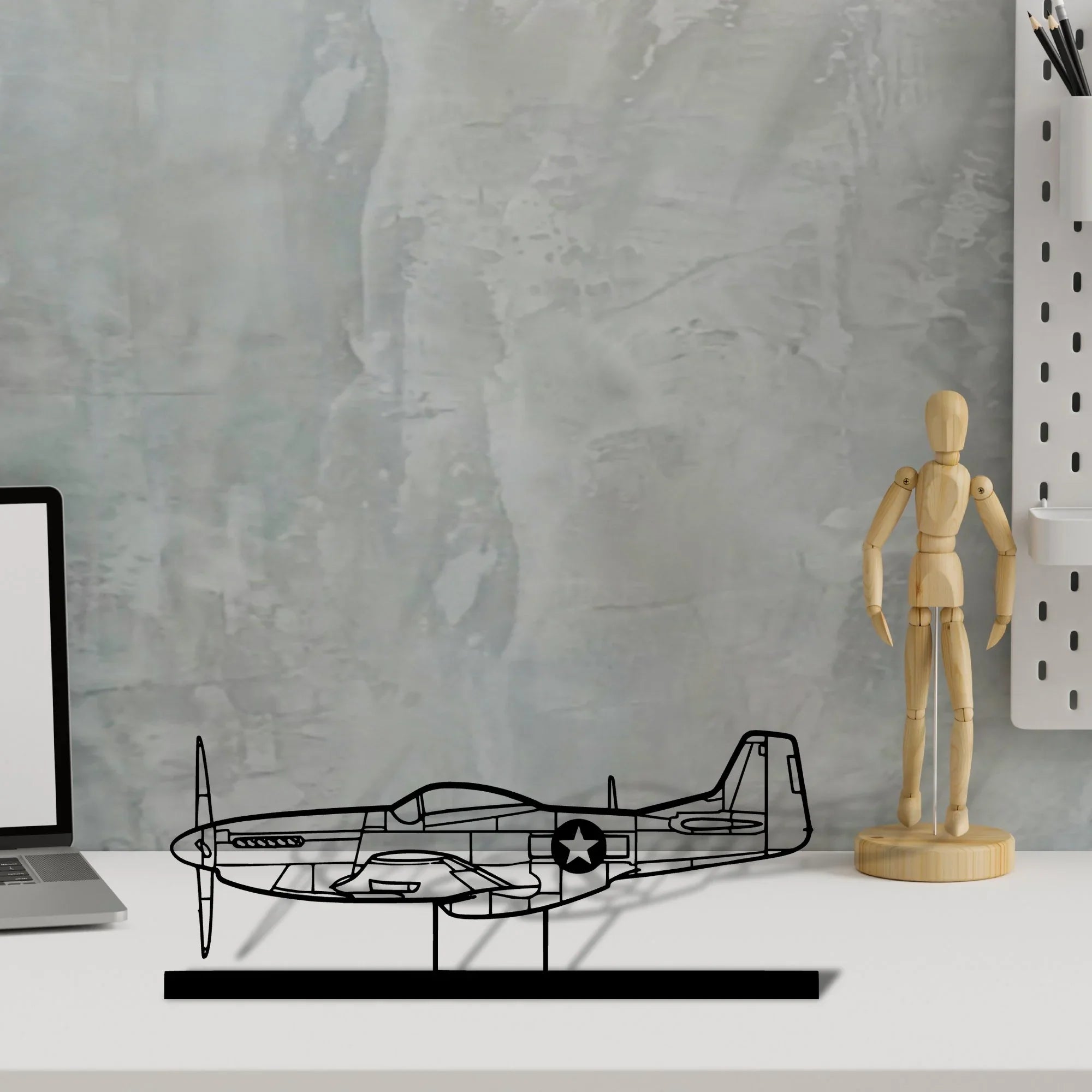 p-51-mustang-4 Silhouette Metal Art Stand - Turbo Silhouette
