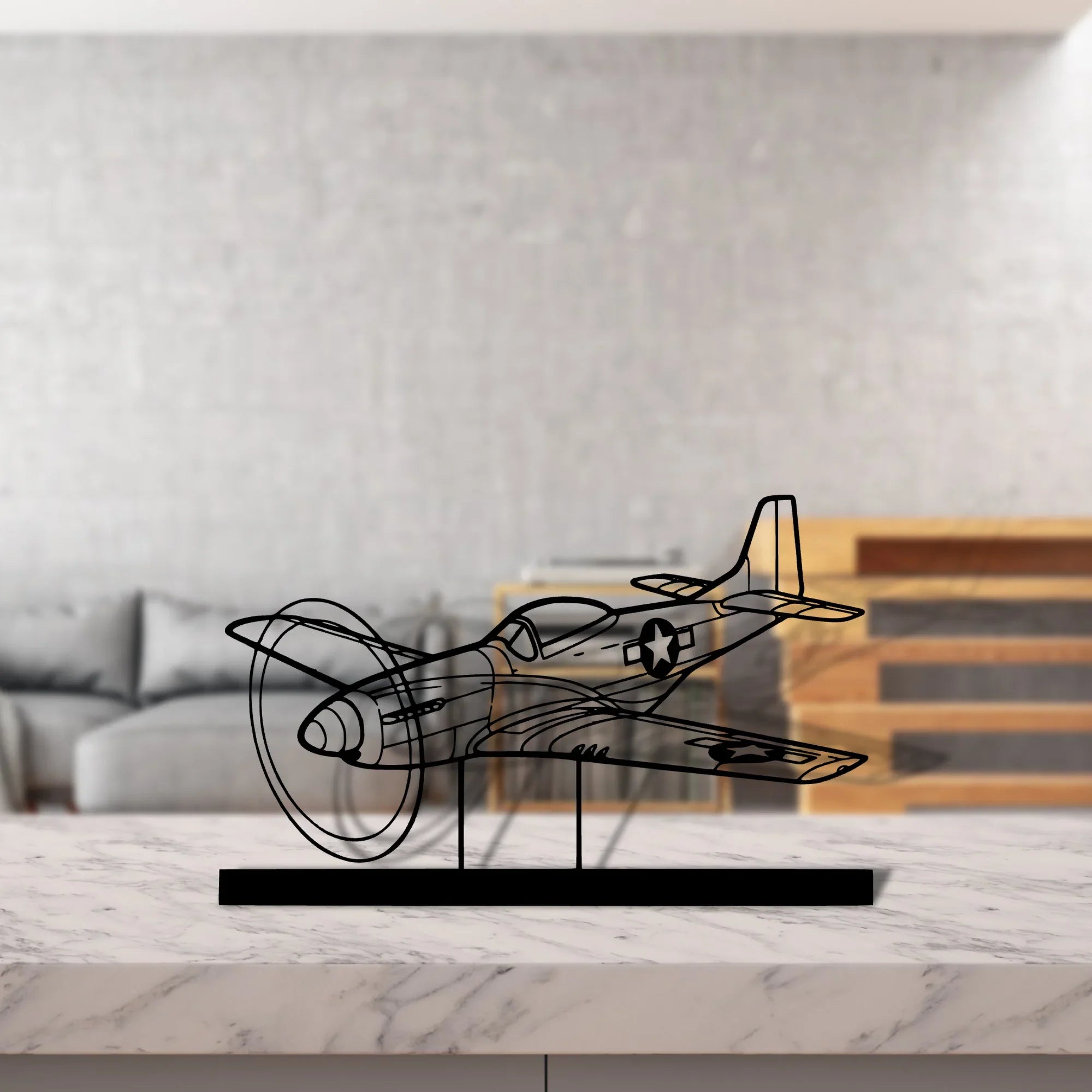 p-51d-mustang Silhouette Metal Art Stand - Turbo Silhouette