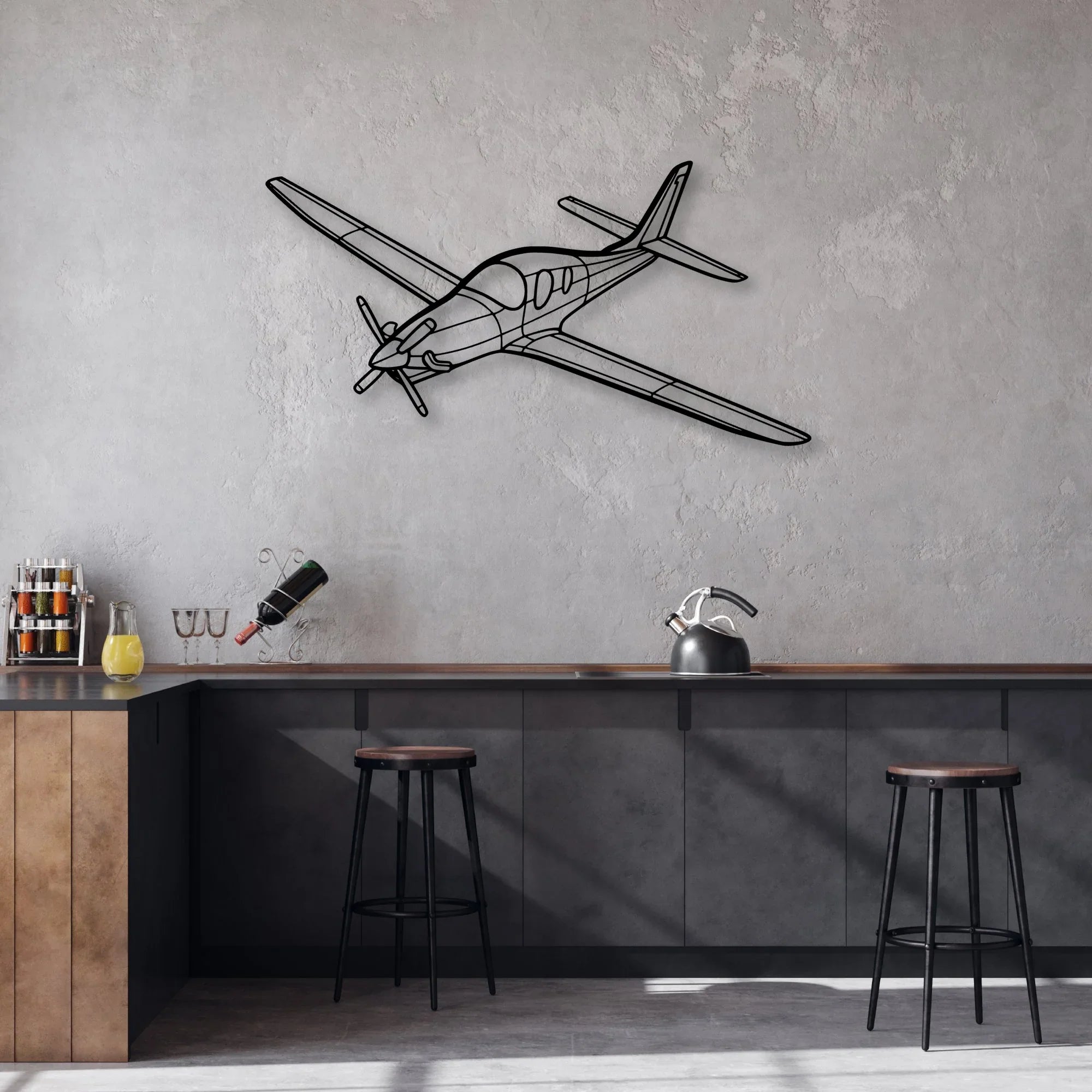 Piper J-3 Cub Classic Aircraft Silhouette Metal Wall Art - Aviation Hangar Decor