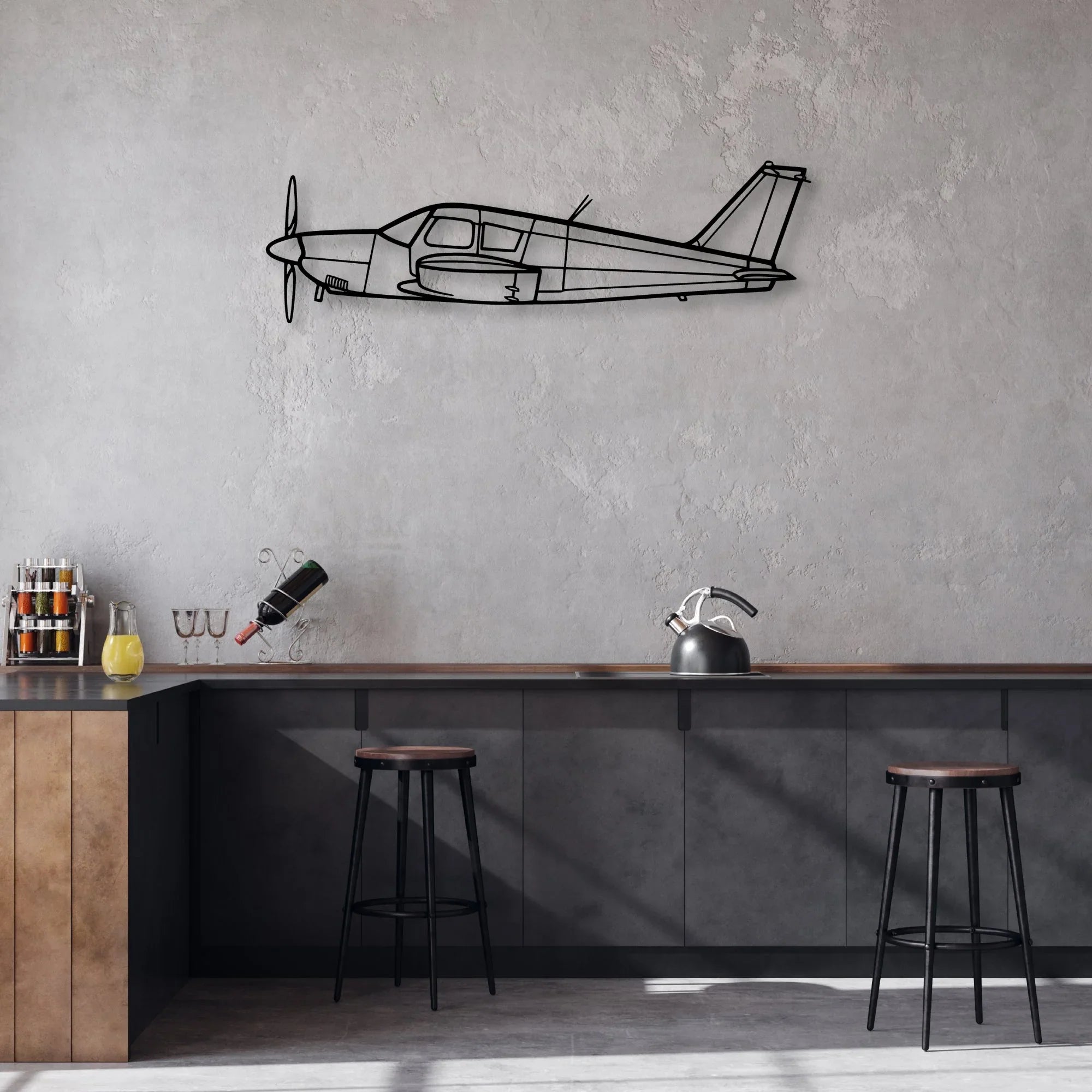Piper Classic Aircraft Silhouette Metal Wall Art - Aviation Hangar Decor