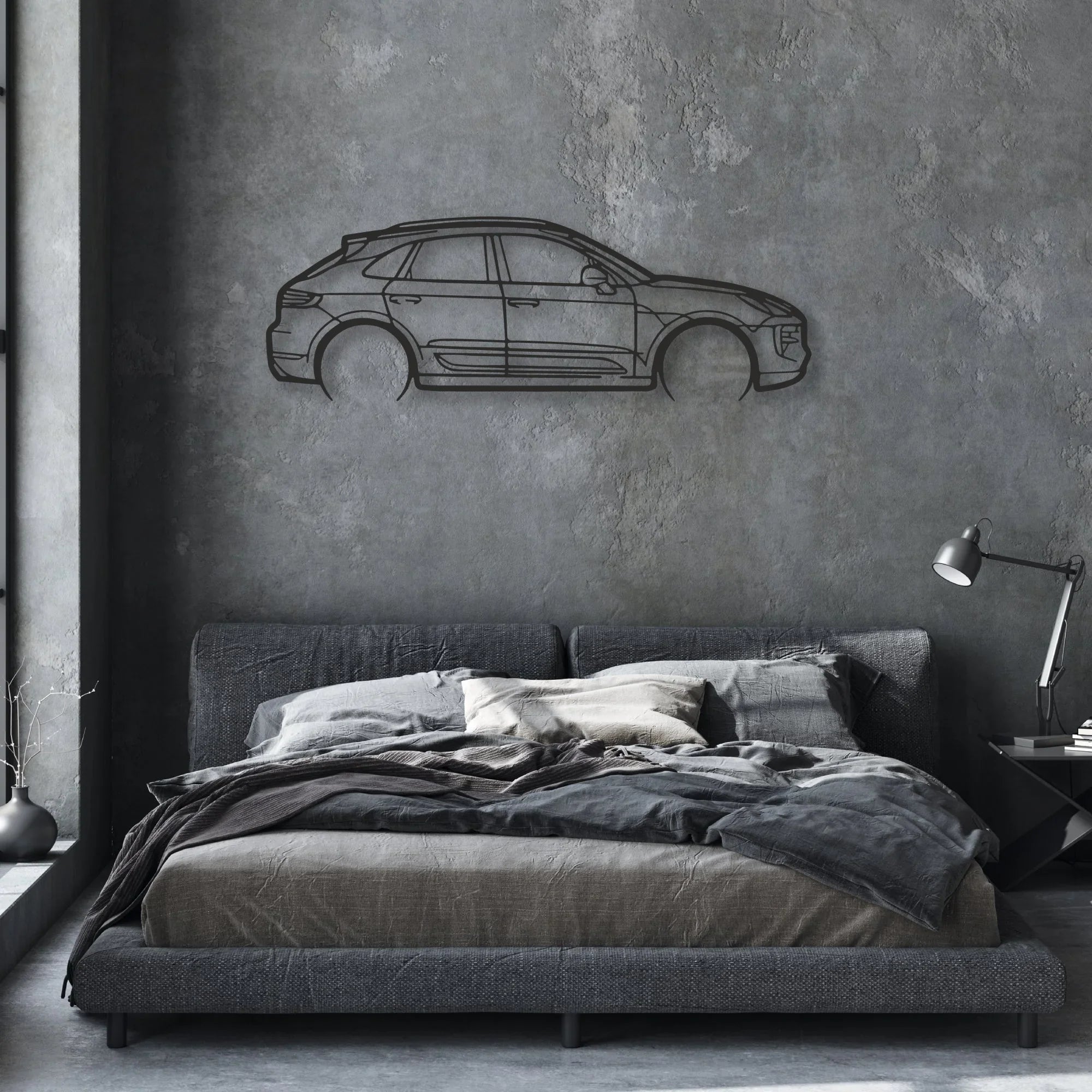 porsche macan gts 95b Classic Silhouette Metal Wall Art - Automotive Garage Decor