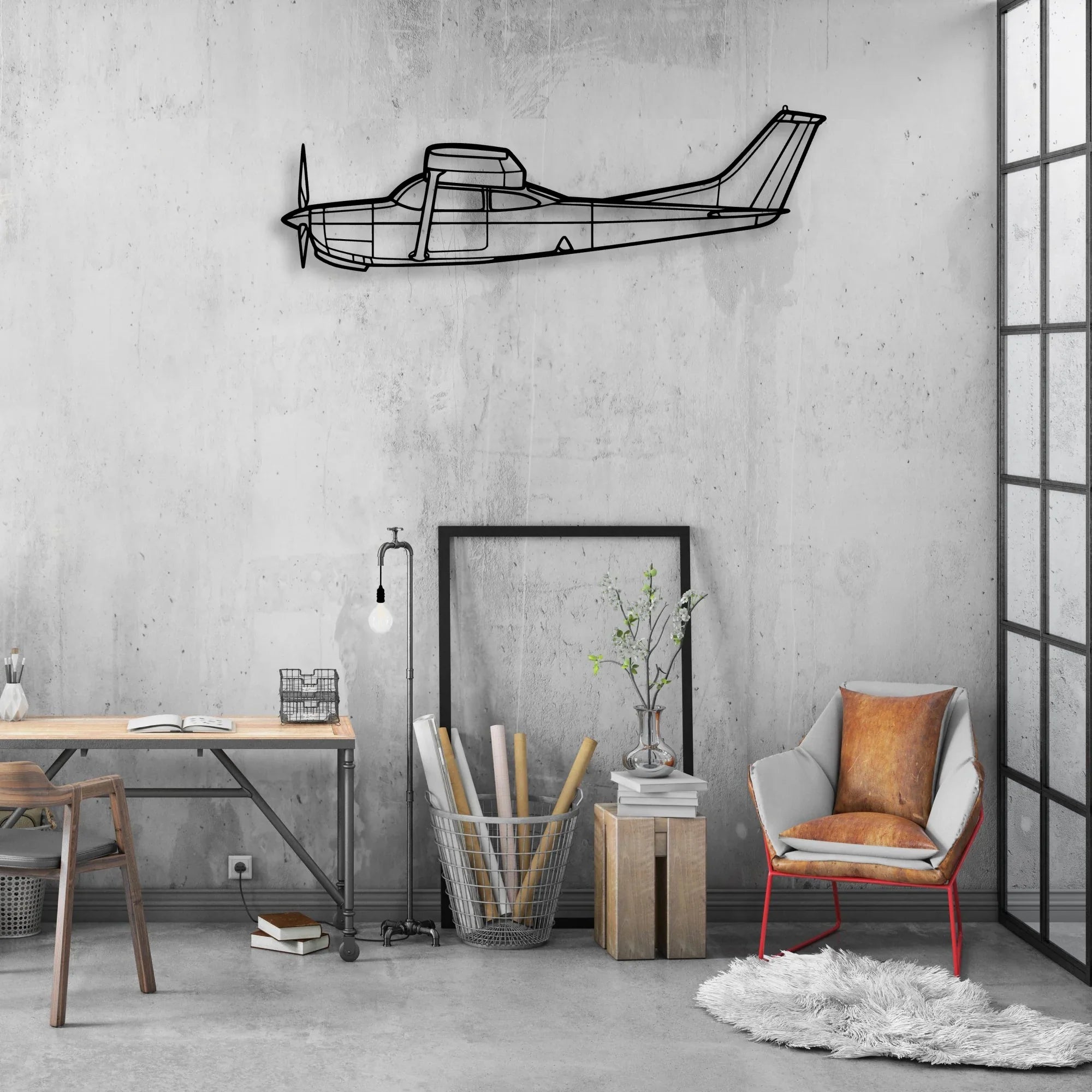 R182 3 Classic Aircraft Silhouette Metal Wall Art - Aviation Hangar Decor