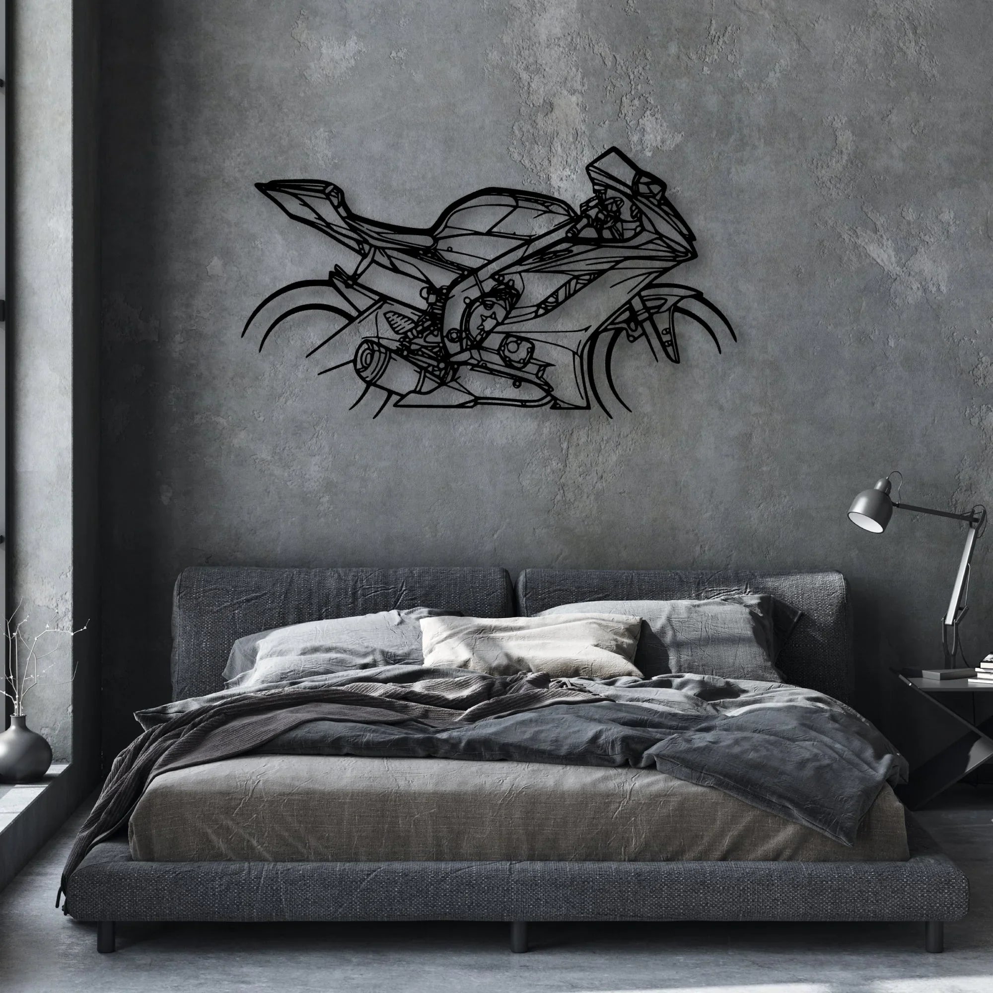R6 2018 Classic Motorcycle Silhouette Metal Wall Art - Moto Garage Decor