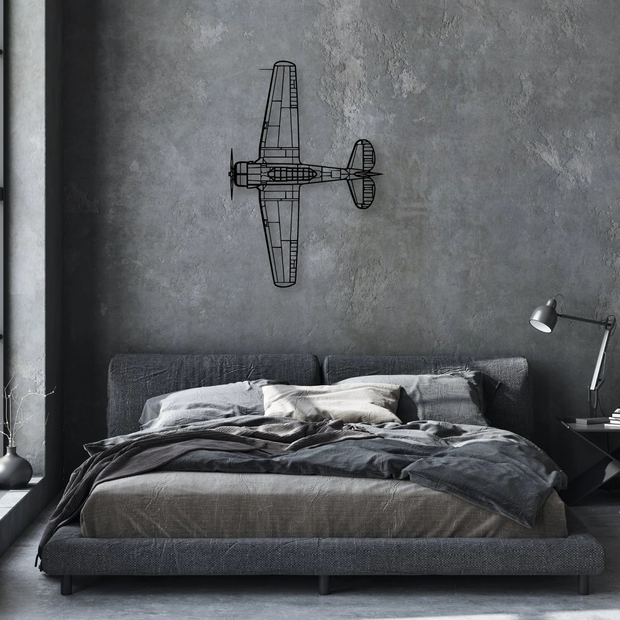 SNJ-5 Texan Classic Aircraft Silhouette Metal Wall Art - Aviation Hangar Decor