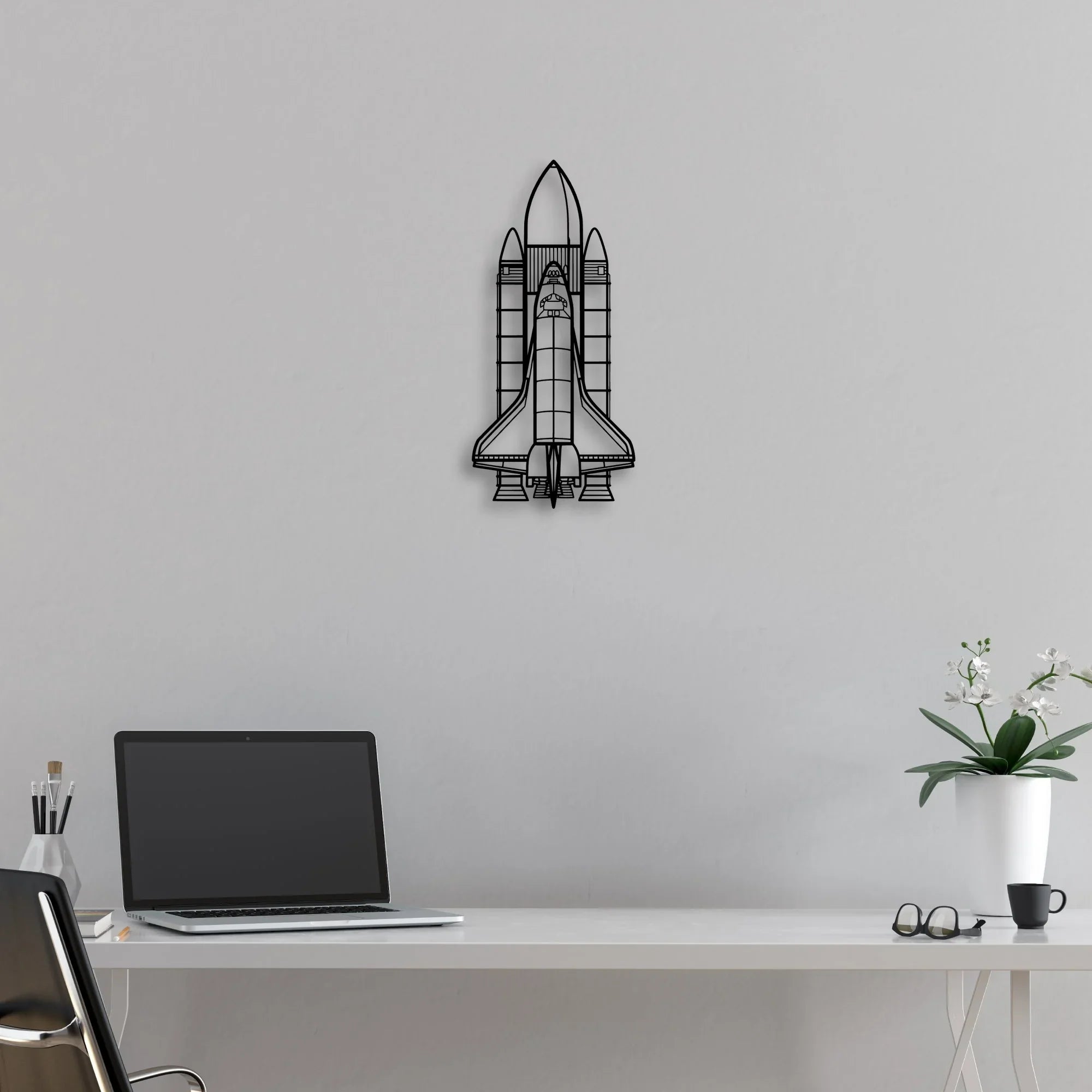 Space System Classic Aircraft Silhouette Metal Wall Art - Aviation Hangar Decor