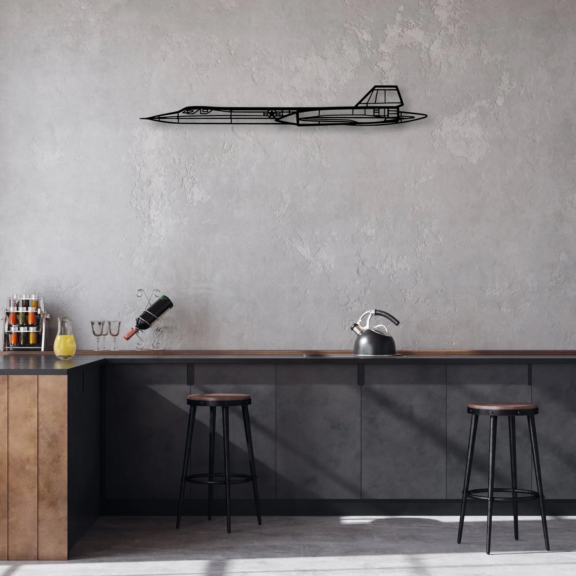 SR71 Blackbird Classic Aircraft Silhouette Metal Wall Art - Aviation Hangar Decor
