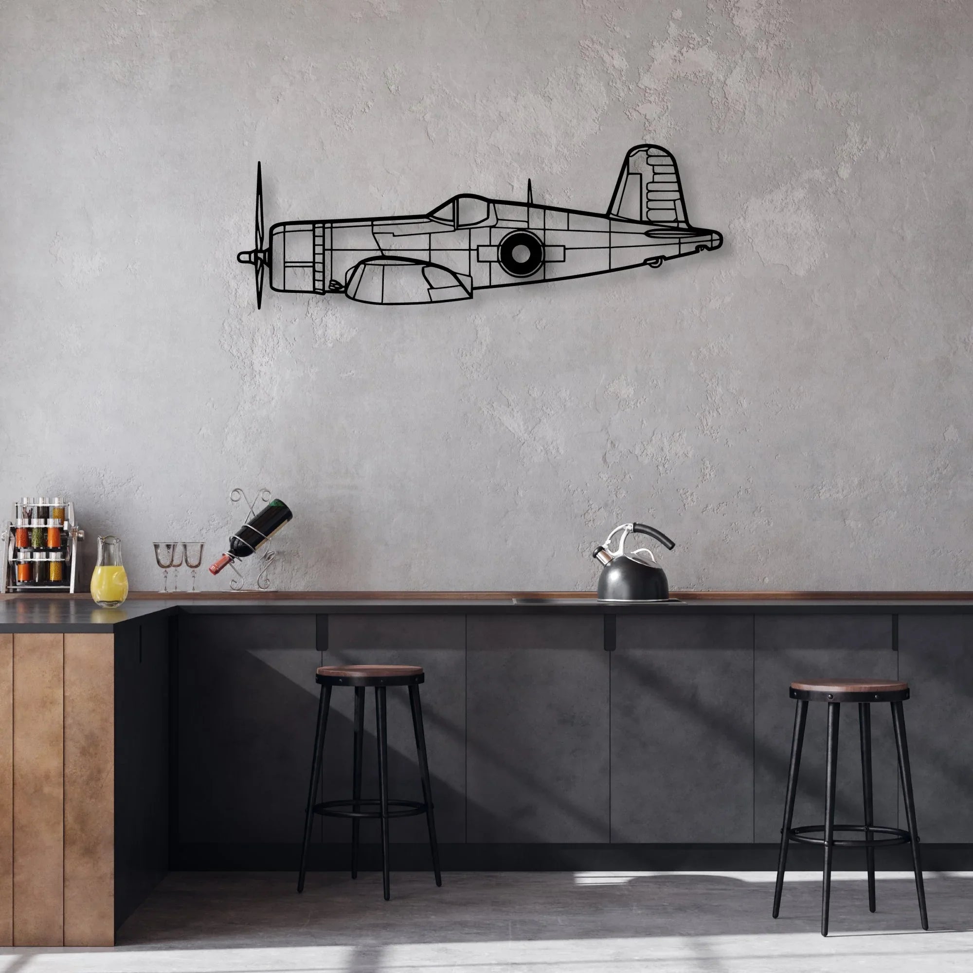 Stearman 2 Classic Aircraft Silhouette Metal Wall Art - Aviation Hangar Decor