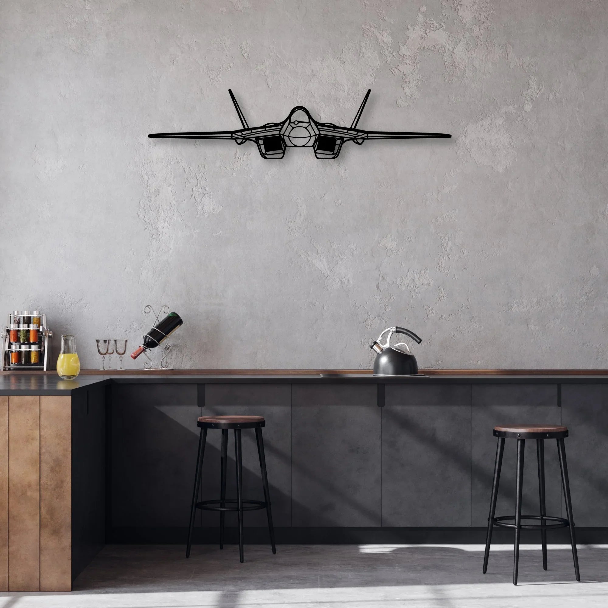 SU-57 Classic Aircraft Silhouette Metal Wall Art - Aviation Hangar Decor