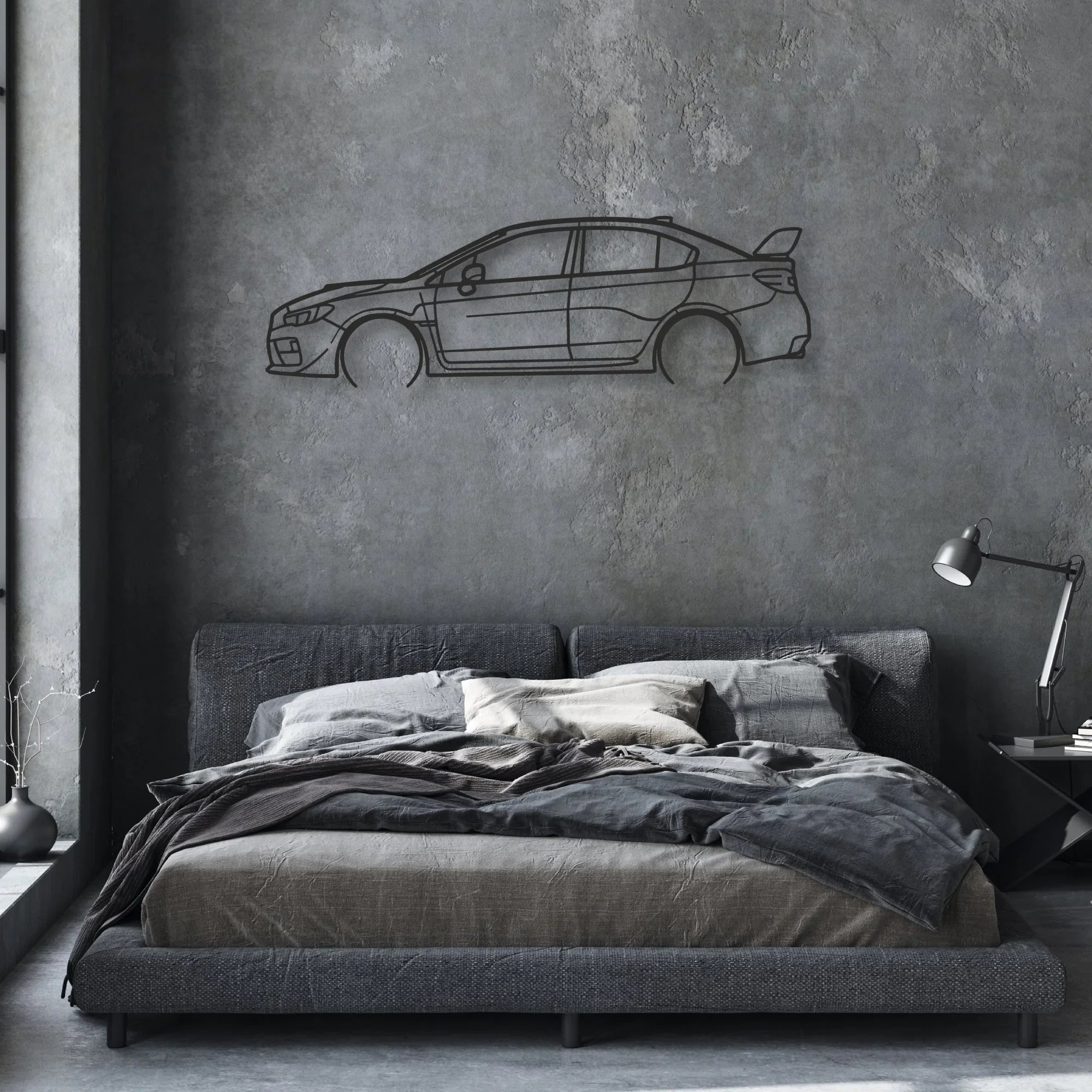 subaru wrx Classic Silhouette Metal Wall Art - Automotive Garage Decor