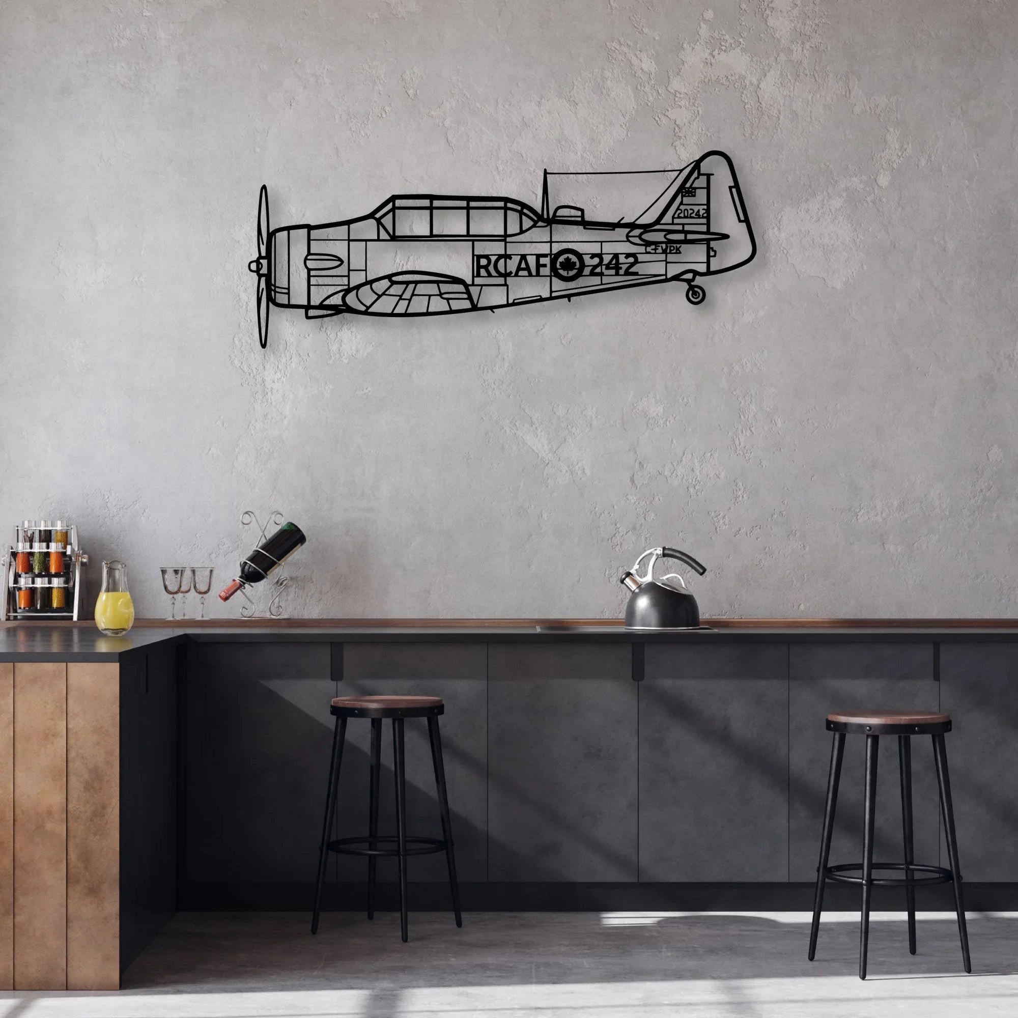T33 2 Classic Aircraft Silhouette Metal Wall Art - Aviation Hangar Decor