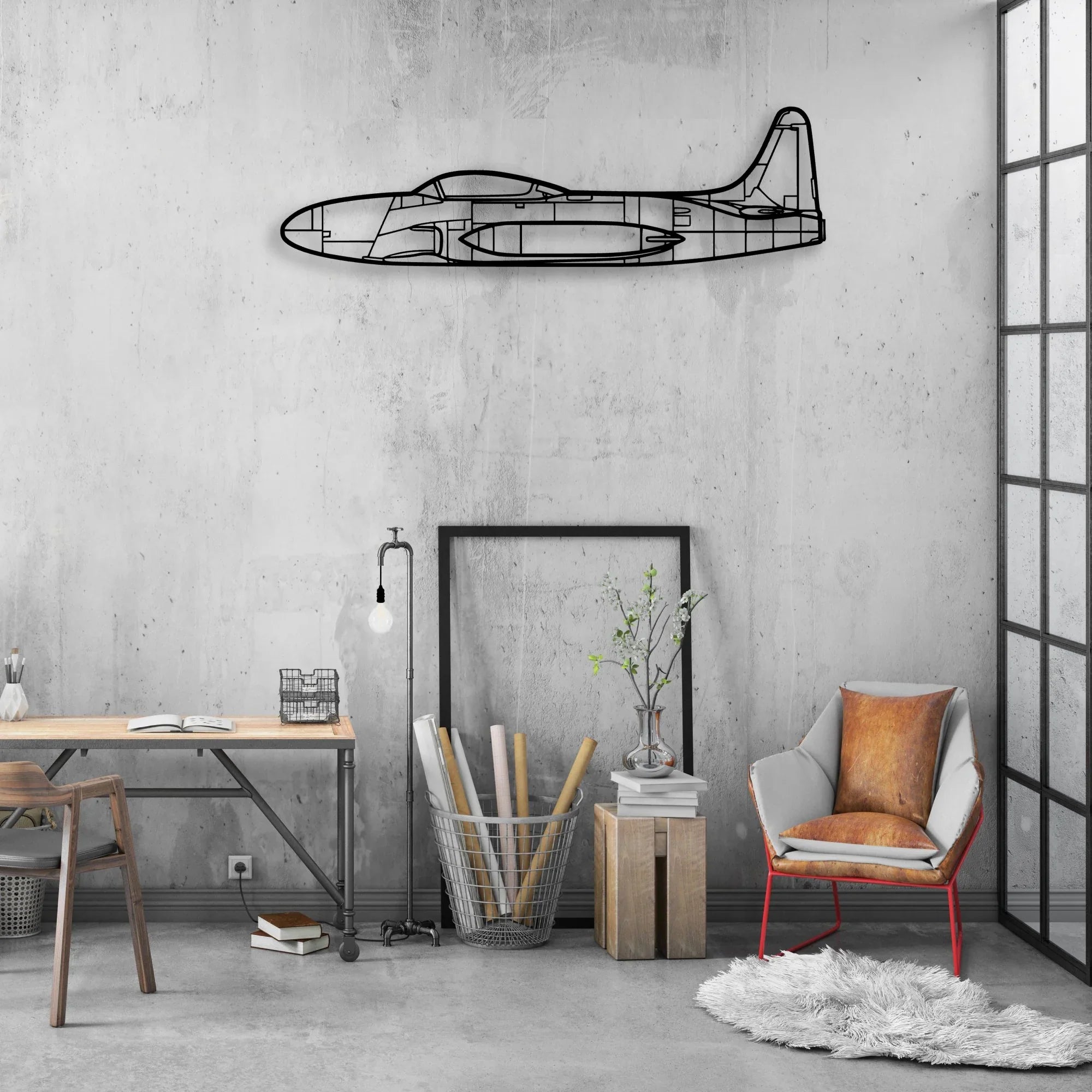 T33 3 Classic Aircraft Silhouette Metal Wall Art - Aviation Hangar Decor