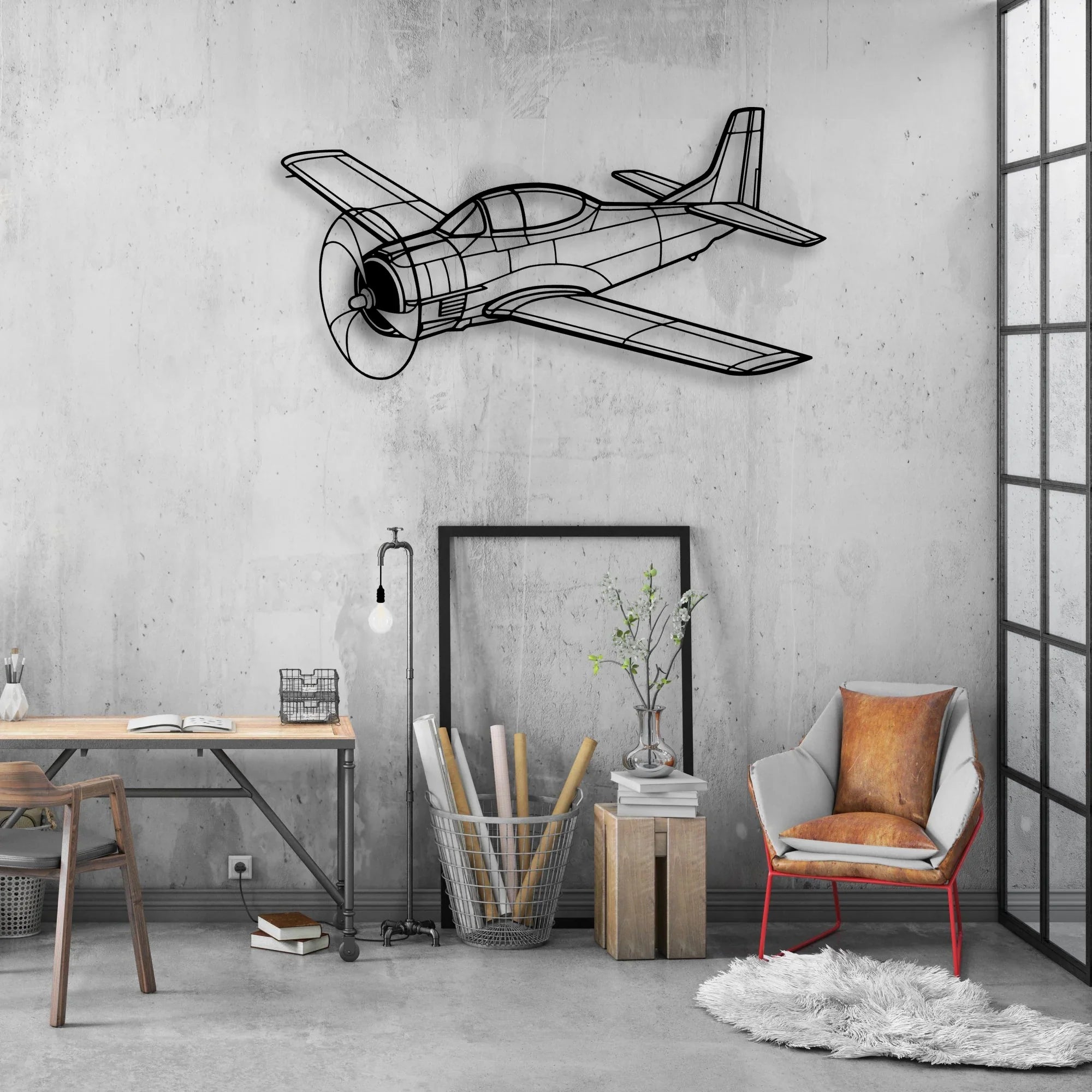 T33 Classic Aircraft Silhouette Metal Wall Art - Aviation Hangar Decor