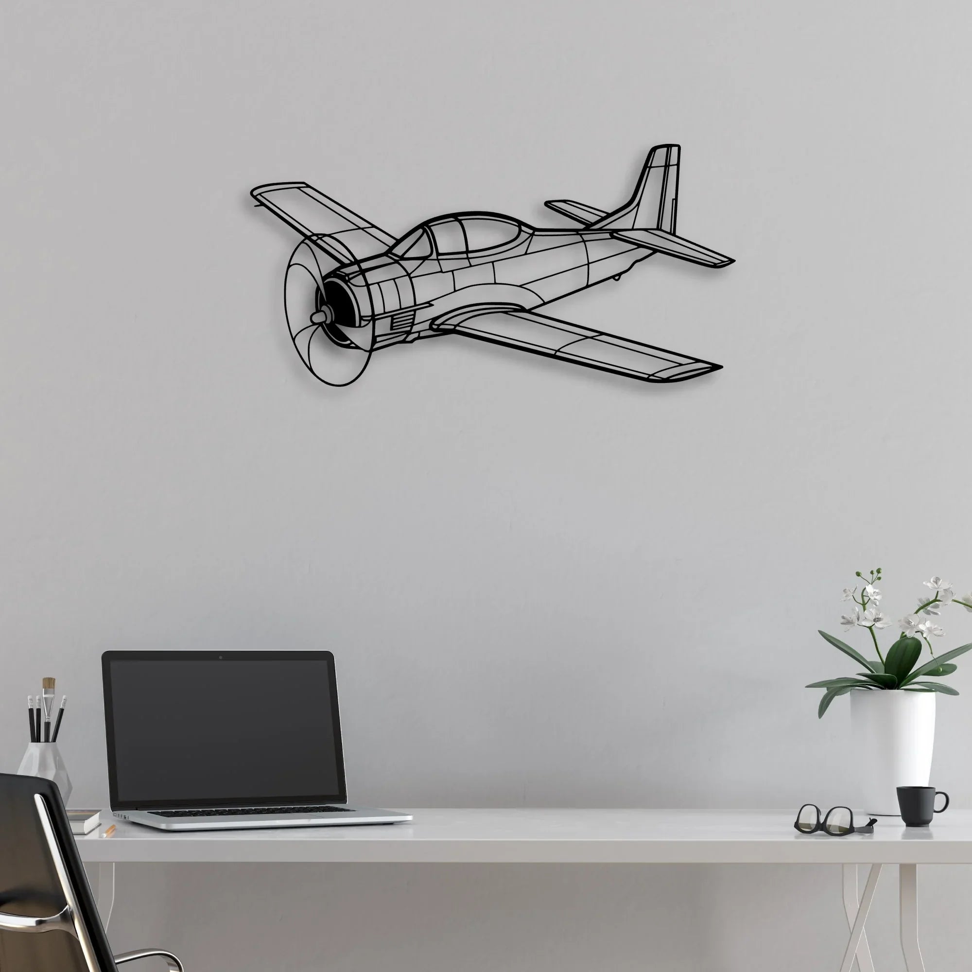 T33 Classic Aircraft Silhouette Metal Wall Art - Aviation Hangar Decor