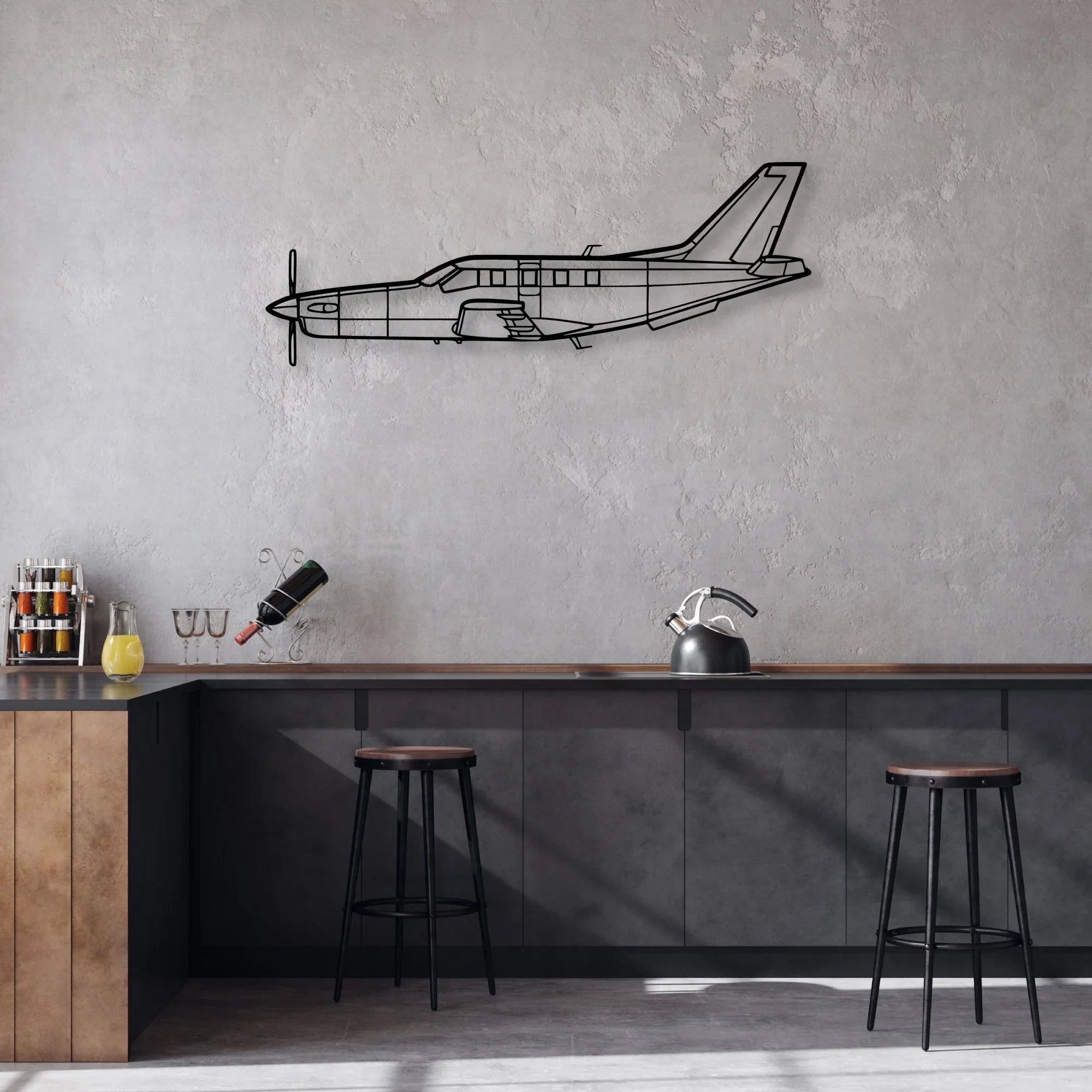 TBM-700B 2 Classic Aircraft Silhouette Metal Wall Art - Aviation Hangar Decor