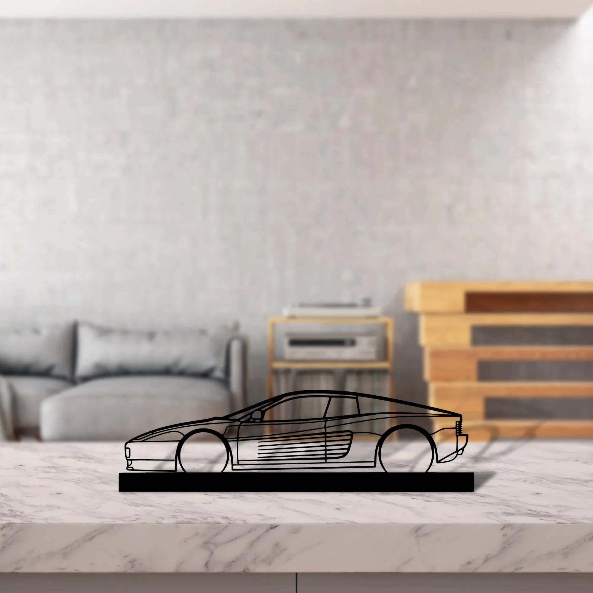 testarossa Silhouette Metal Art Stand - Turbo Silhouette