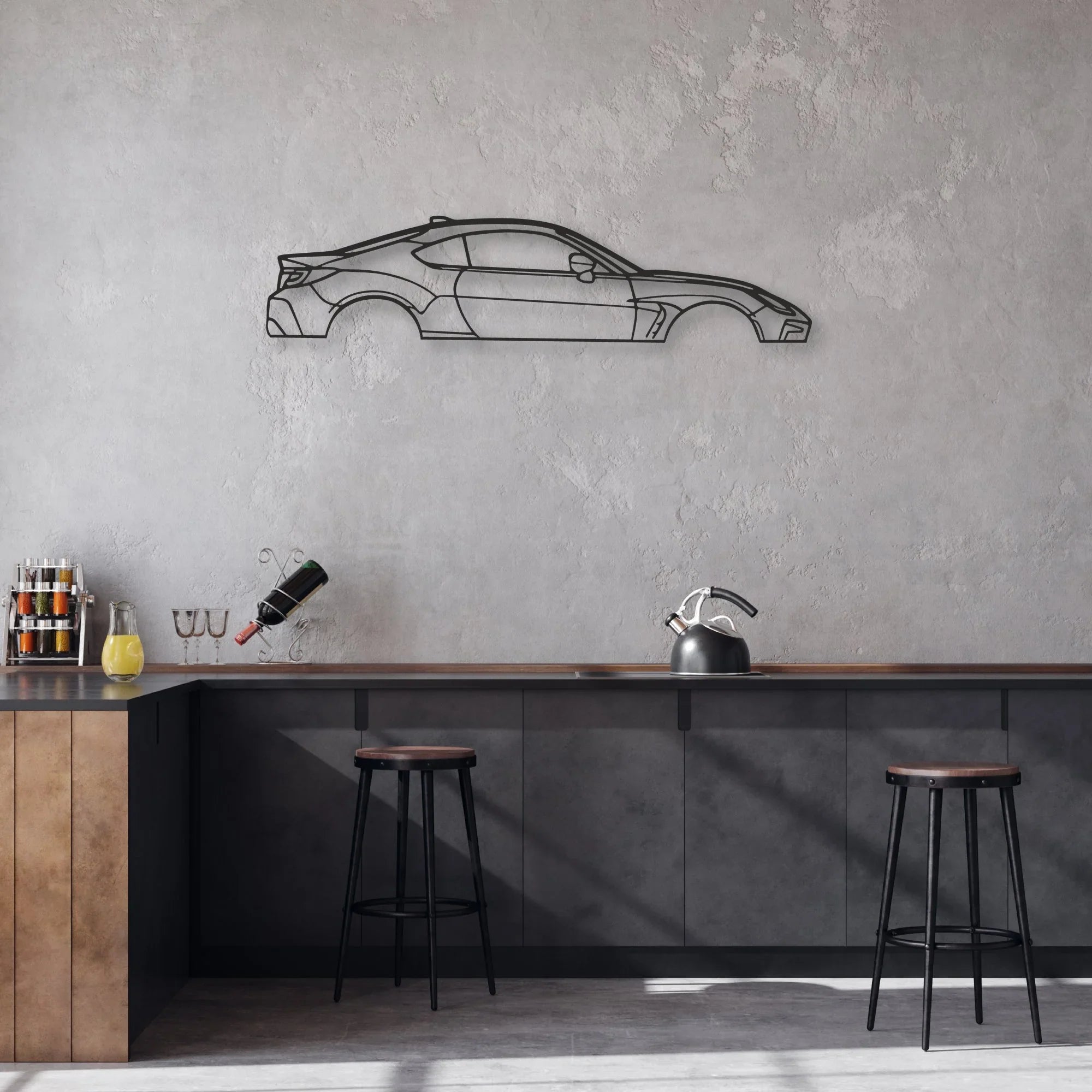 toyota gr86 Classic Silhouette Metal Wall Art - Automotive Garage Decor