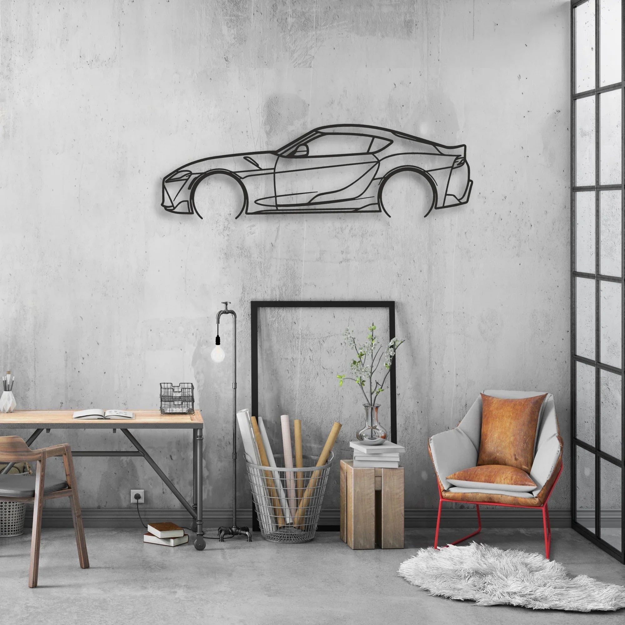 toyota gr supra Classic Silhouette Metal Wall Art - Automotive Garage Decor