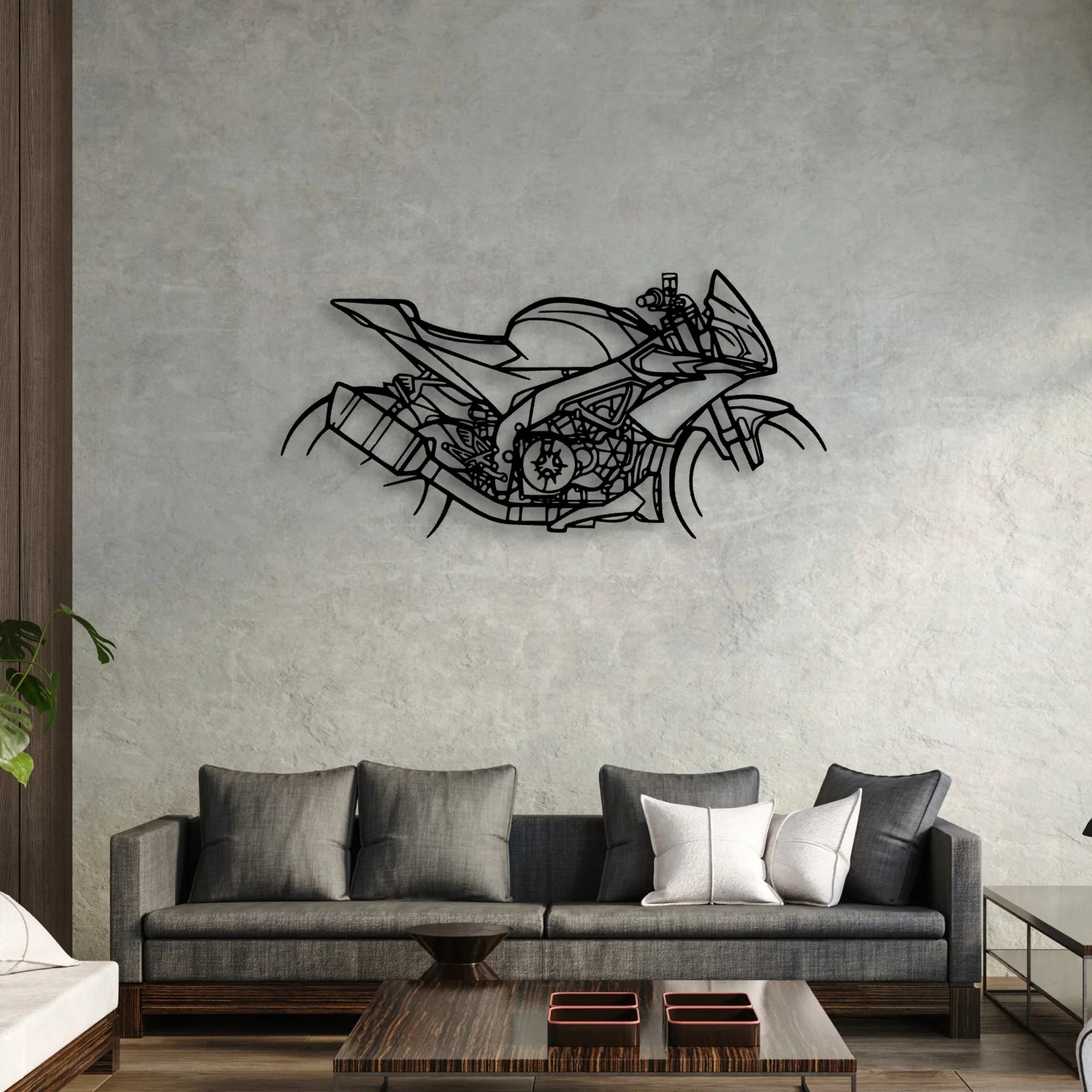 Tuono 2018 2 Classic Motorcycle Silhouette Metal Wall Art - Moto Garage Decor