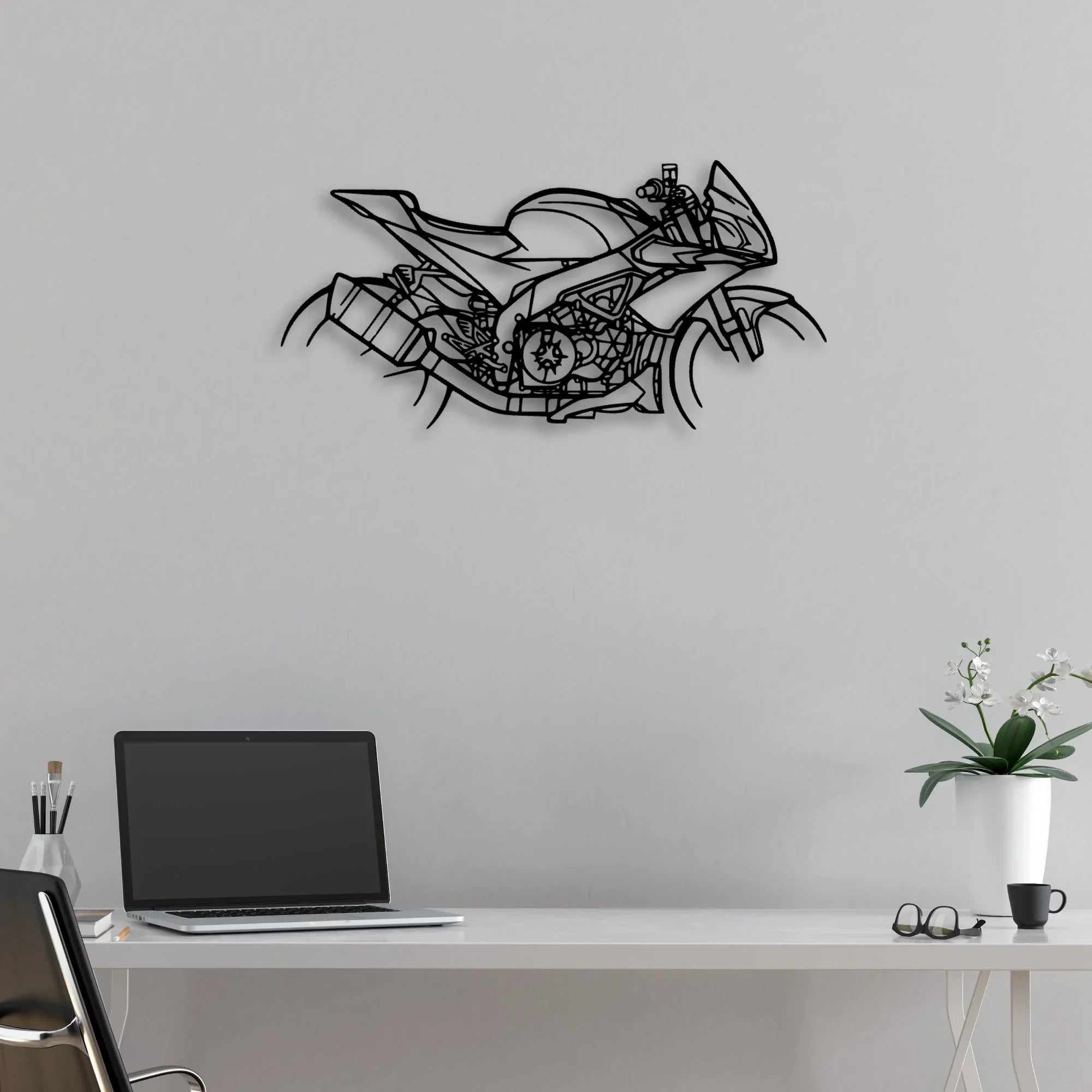 Tuono 2018 2 Classic Motorcycle Silhouette Metal Wall Art - Moto Garage Decor