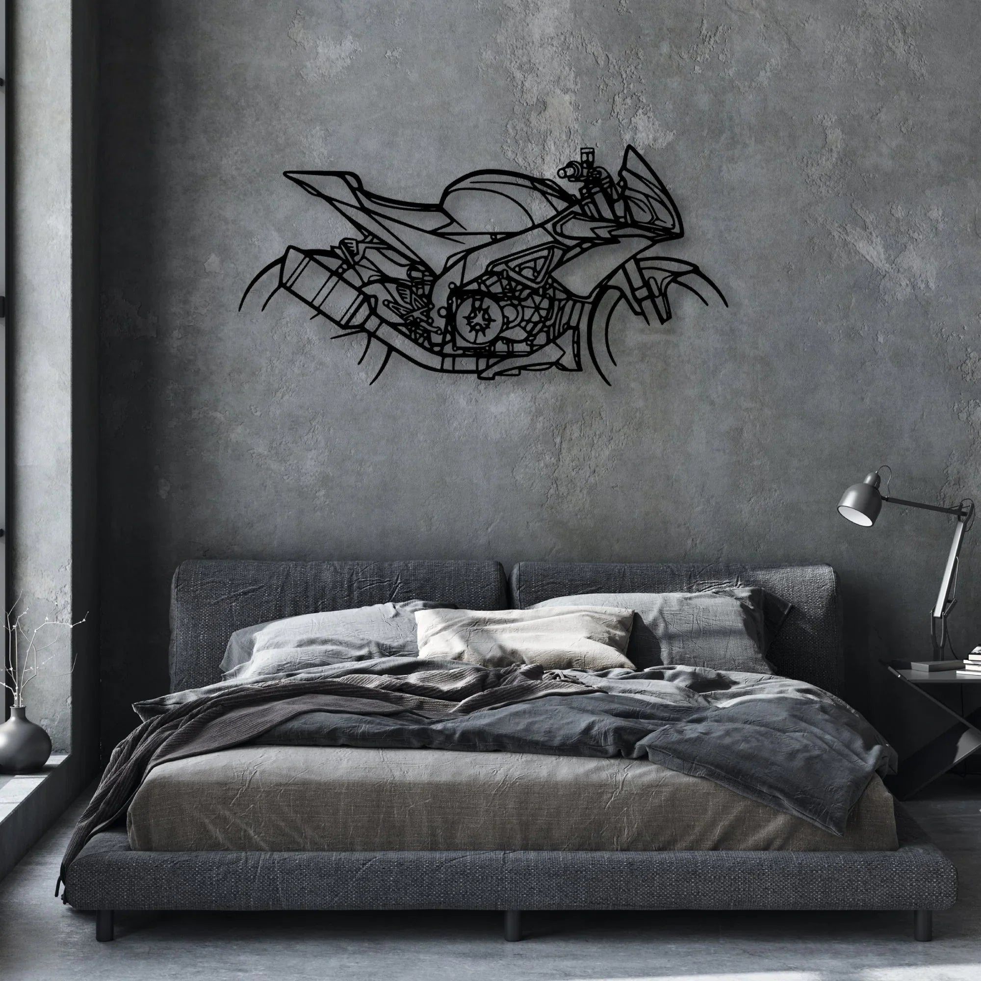 Tuono 2018 Classic Motorcycle Silhouette Metal Wall Art - Moto Garage Decor