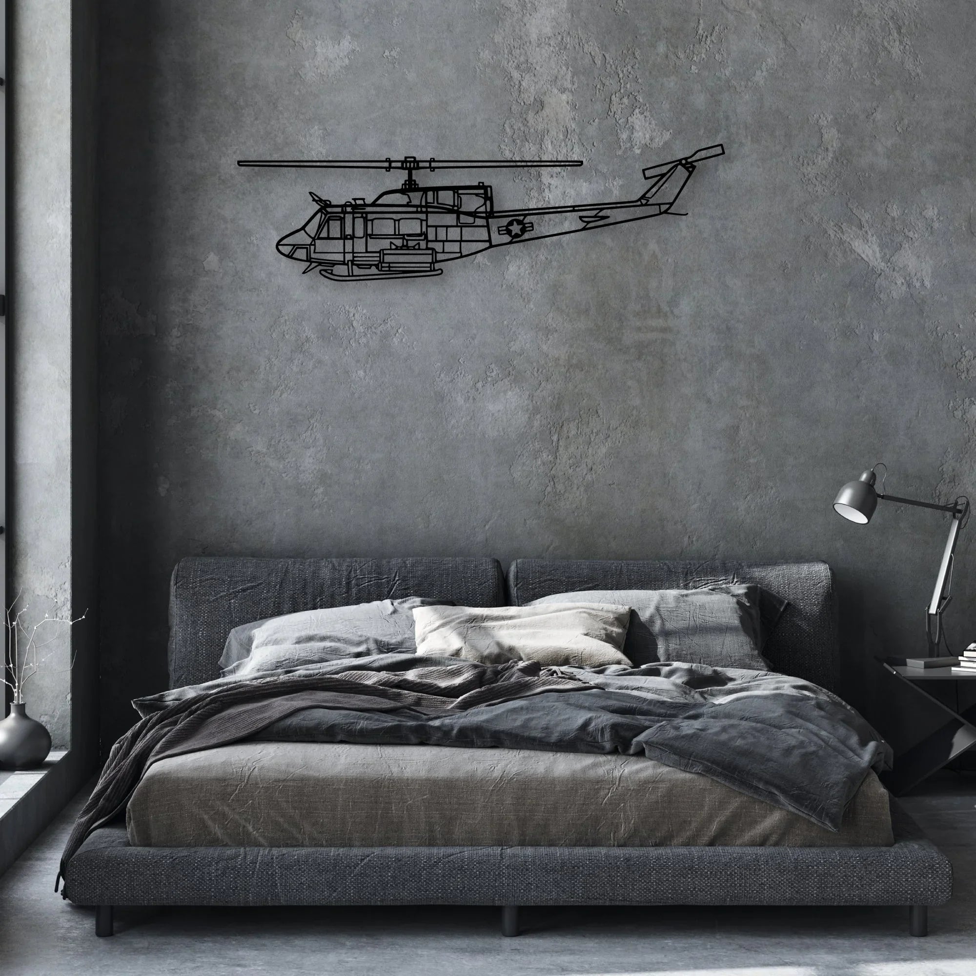 UH-1N Huey Classic Aircraft Silhouette Metal Wall Art - Aviation Hangar Decor