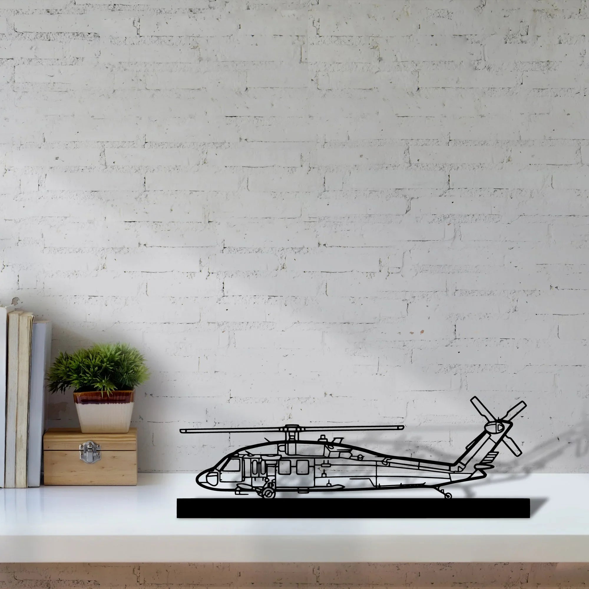 uh-60-black-hawk Silhouette Metal Art Stand - Turbo Silhouette