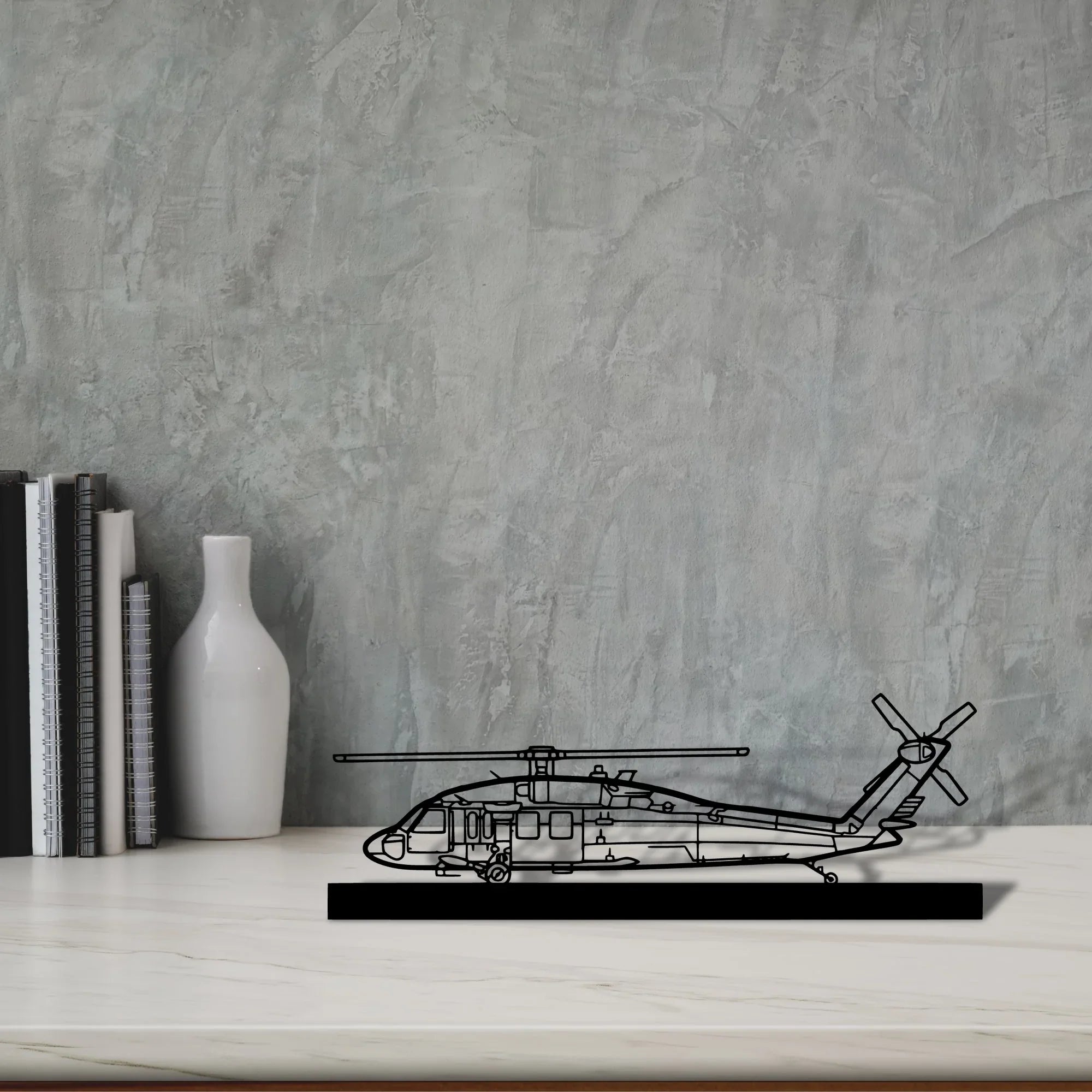 uh-60-black-hawk Silhouette Metal Art Stand - Turbo Silhouette